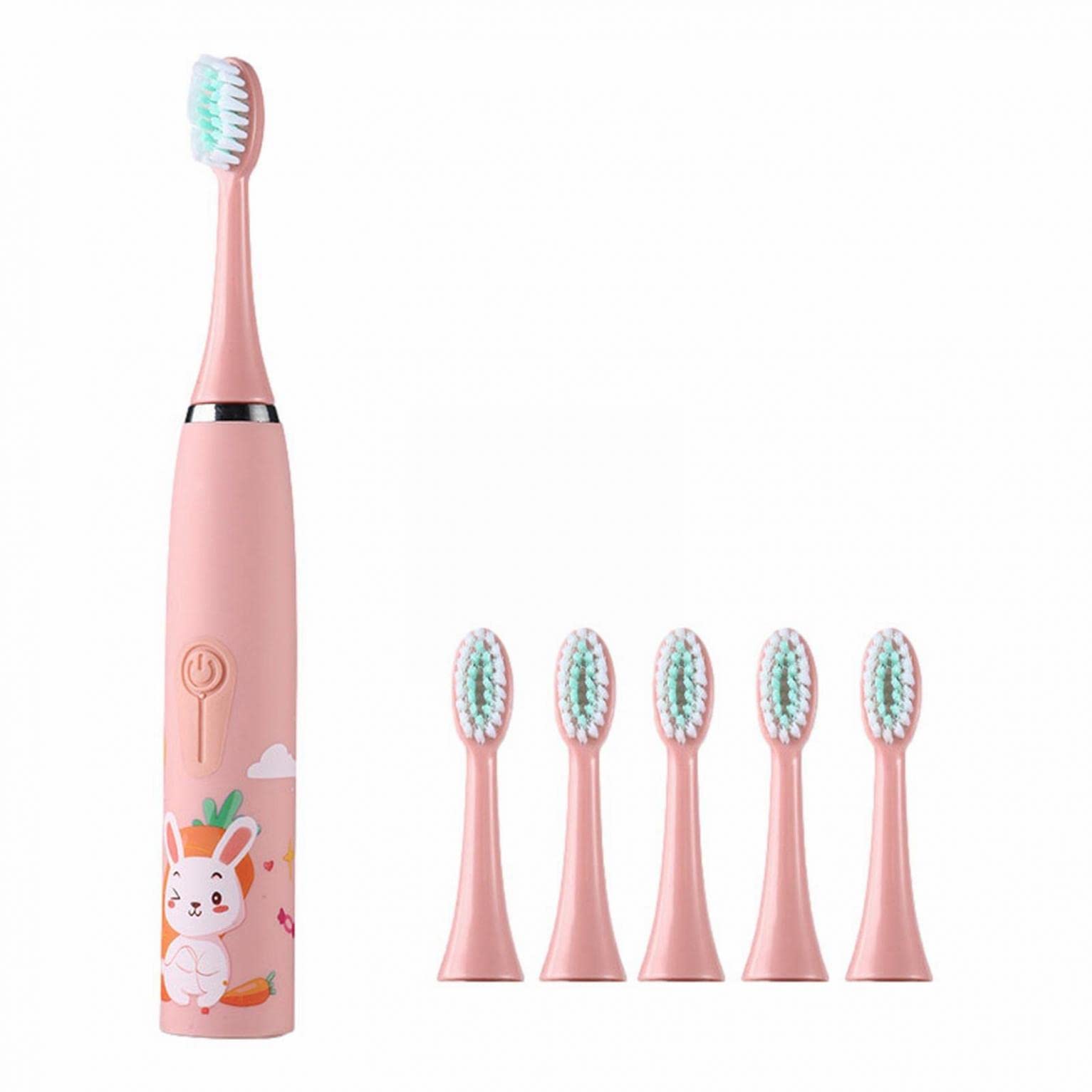Mllkcao Kids Electric Toothbrush - USB Rechargeable, 4 Cleaning Modes with 6 Soft Bristle Heads, Cartoon Design for Children's Oral Care - Perfect for Home, Travel & Daily Brushing Routine