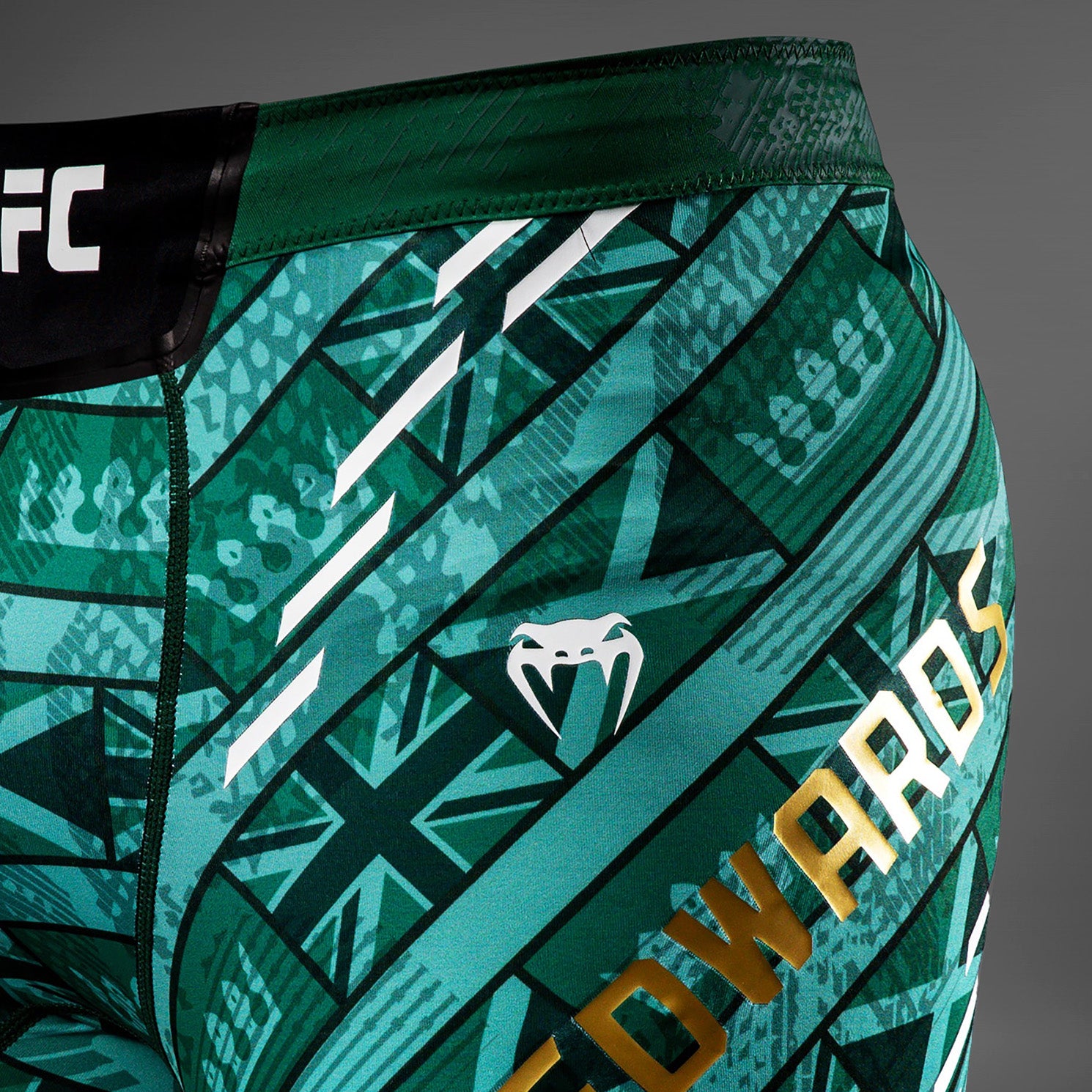 Men's UFC Unrivaled by Venum Green Leon Edwards Vale Tudo MMA Shorts - Perfect for Training, Fighting & Gym Workouts