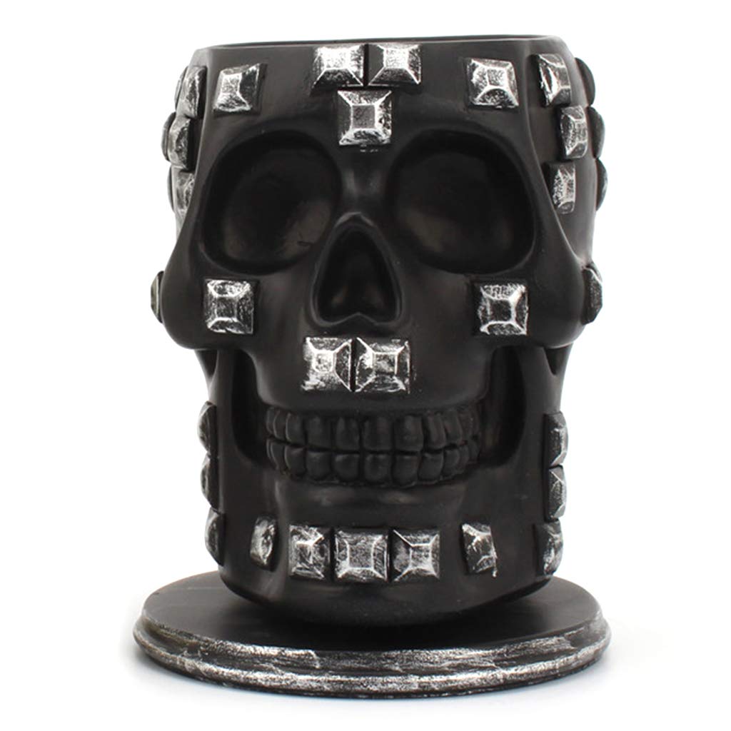 Sparkly Skull Pen Holder with Sequins - Gothic Skeleton Pencil Organizer for Home & Office Desk - Perfect for Halloween Decor, School Supplies & Unique Gift Ideas