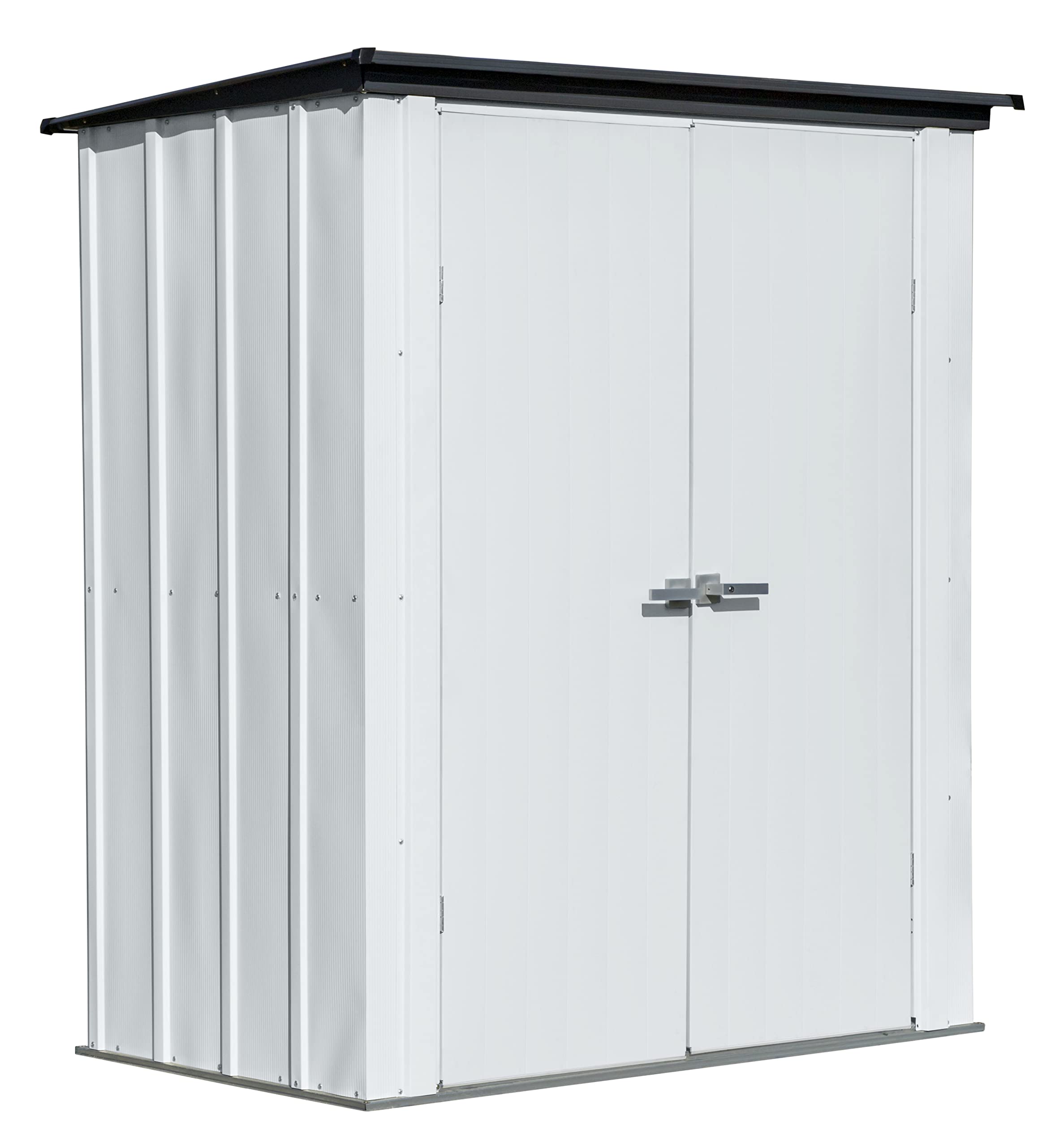 Arrow 5' x 3' x 6' Compact Outdoor Metal Storage Shed Kit - Flute Gray & Anthracite - Perfect for Backyard, Patio & Garden Organization