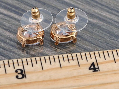 Alilang Women's Crystal Stud Earrings - Round & Oval Gold Plated Clear Rhinestone Earrings for Daily Wear, Parties & Gifts