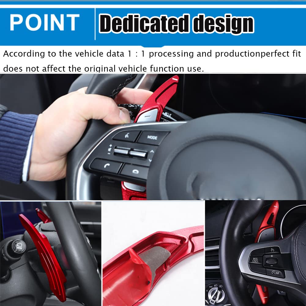 Aluminum Steering Wheel Paddle Shifter Extensions - 2PCS Red Interior Accessories for Hyundai Tucson 2022-2023, Sonata 2020-2022, Santa Cruz 2022-2023 | Easy Install & Enhanced Driving Experience | Perfect for Racing Enthusiasts & Daily Commute