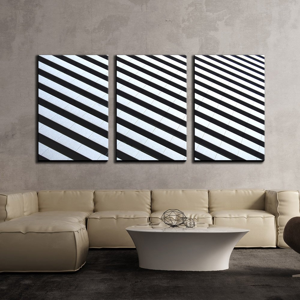 Wall26 - 3 Piece Abstract Black and White Stripe Canvas Wall Art Set - Modern Framed & Stretched Ready to Hang - 16x24 Inches (3 Panels) - Perfect for Living Room, Bedroom & Office Decor