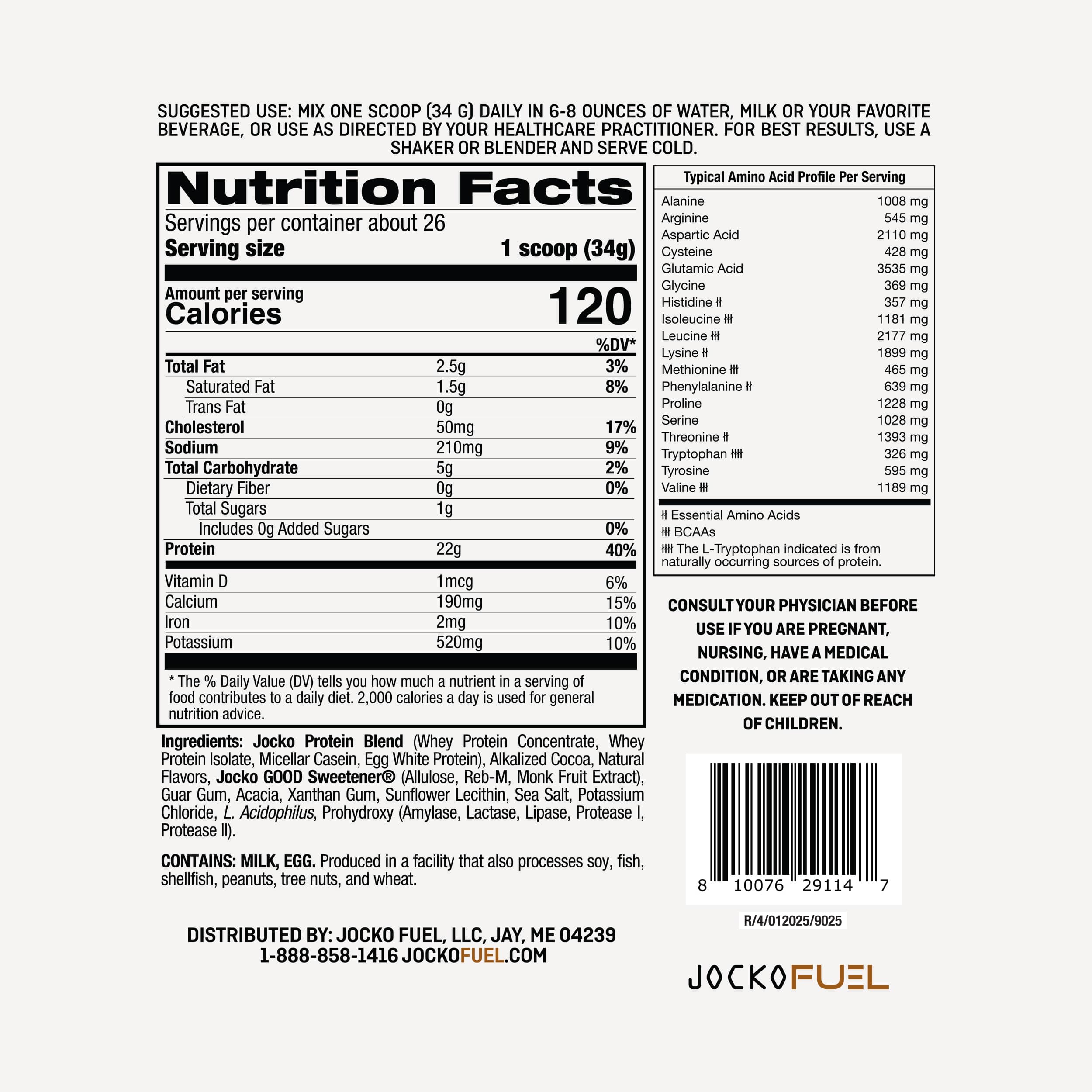 JOCKO MÖLK Premium Whey Protein Powder - 25g Protein per Serving, Low Sugar, Keto Friendly - Perfect for Post-Workout Recovery, Muscle Building & Healthy Lifestyle
