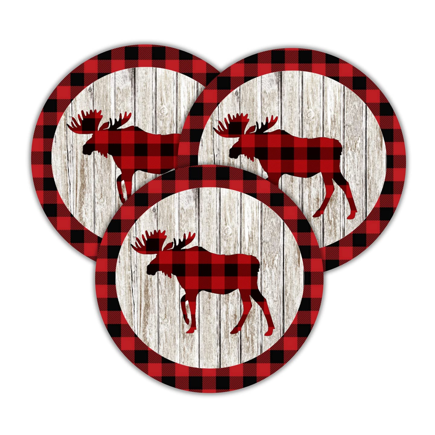 Buffalo Plaid Moose Christmas Stickers - Peel & Stick for Cards & Gifts