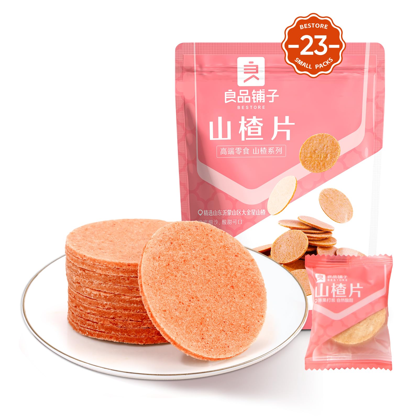 BESTORE Haw Flakes - Sweet & Tangy Chinese Hawthorn Candy Snacks, 8.8oz - Perfect for On-the-Go Snacking, Lunchboxes & Asian Dessert Treats