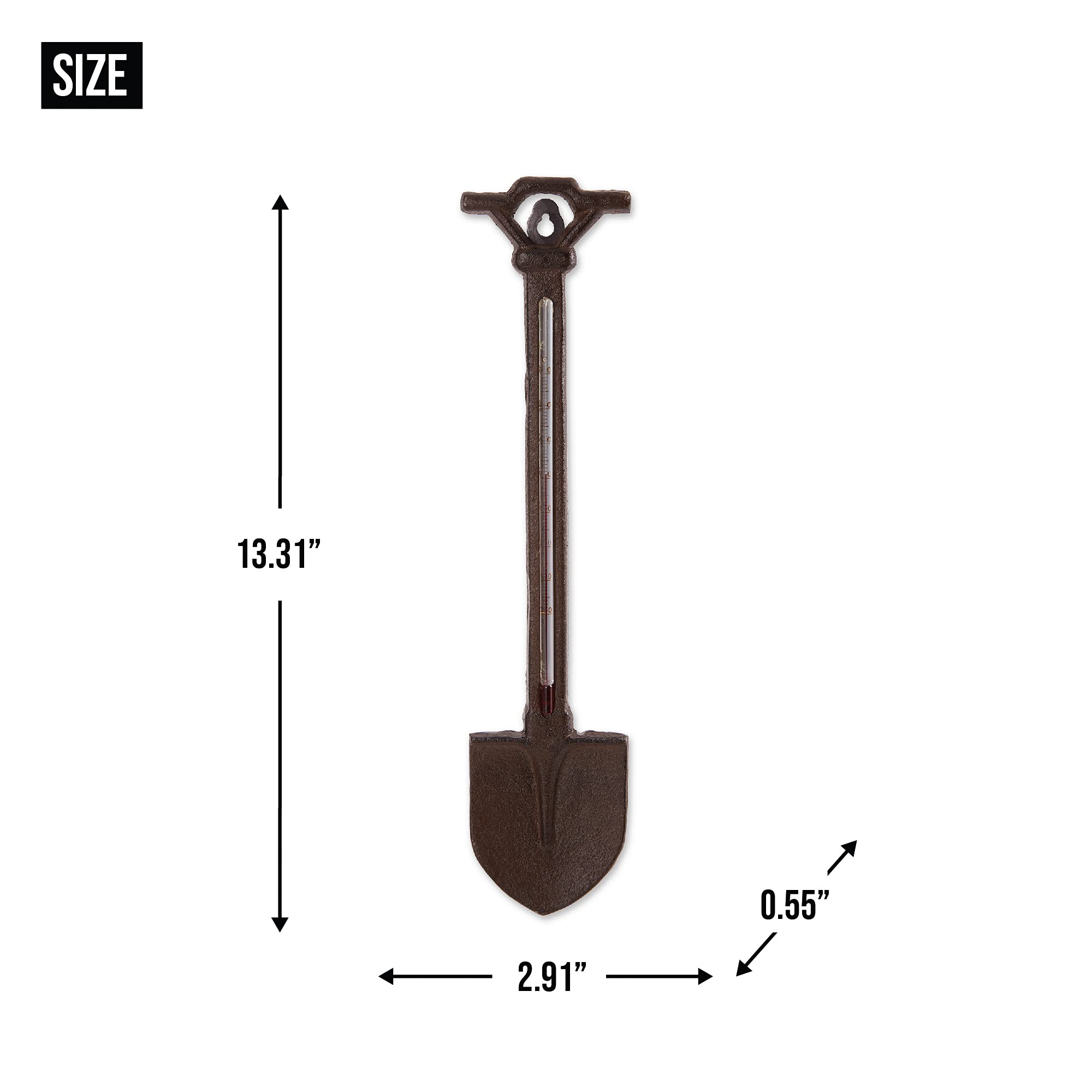 Premium Cast Iron Garden Shovel with Thermometer - 2.91x13.31 Inch - Heavy Duty Gardening Tool for Planting, Digging & Soil Temperature Measurement - Perfect for Outdoor Gardening, Landscaping & Farm Use