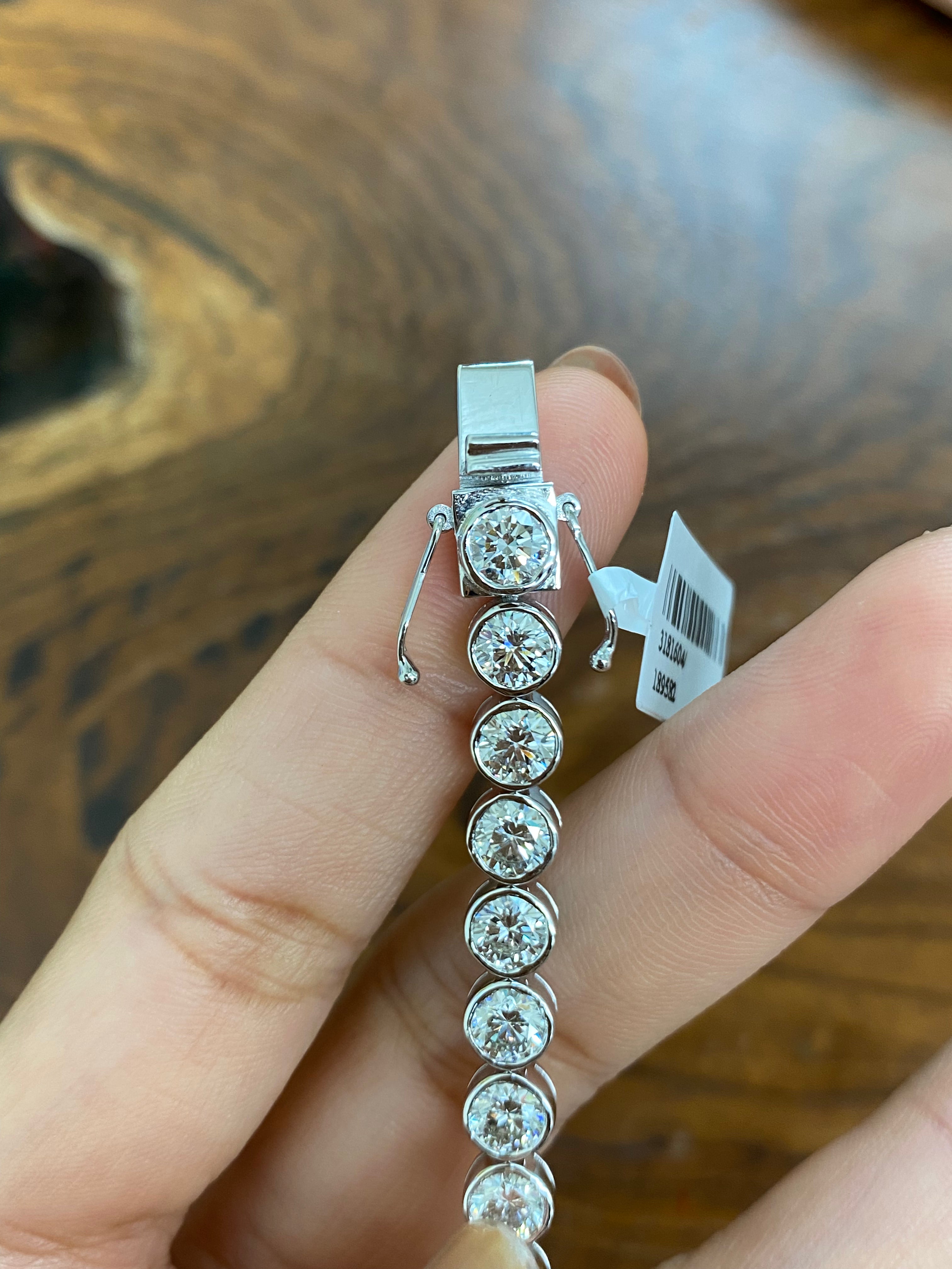 11.74 Carat Lab-Created Diamond Tennis Bracelet - 6.5 Inch Adjustable Bezel Setting for Women | Perfect for Weddings, Anniversaries & Special Occasions