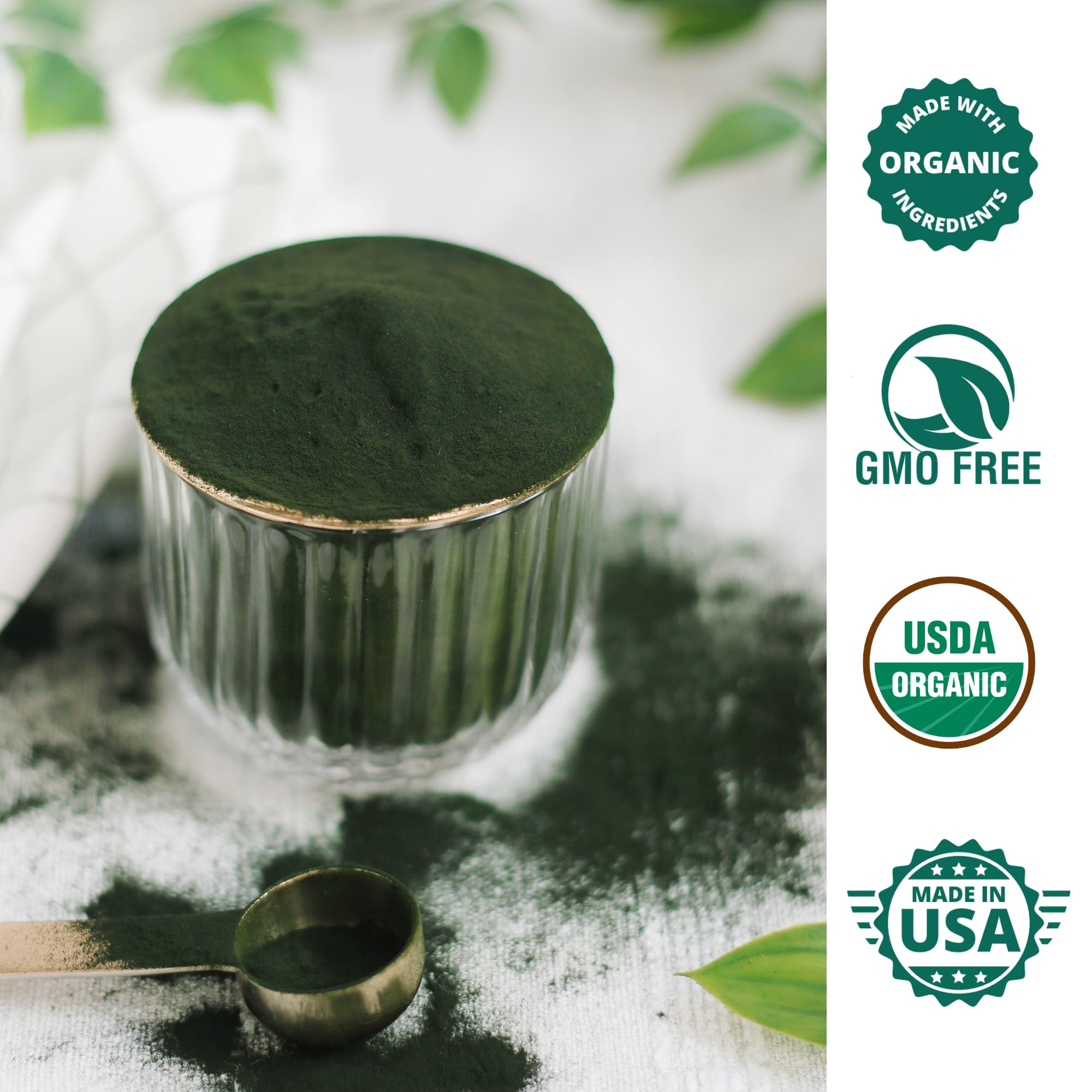 Organic Chlorella Spirulina Powder - Super Greens Supplement for Smoothies | Rich in Chlorophyll, Vegan Protein & Antioxidants | Immune Support & Energy Boost | 50 Servings | Perfect for Detox, Weight Management & Post-Workout Recovery