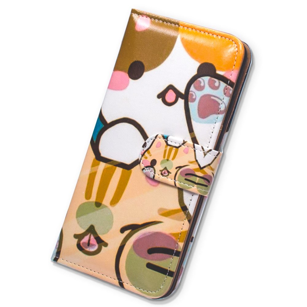 Cartoon White Cat Flip Leather Wallet Case for iPhone 11 with Card Slots & Kickstand - Stylish Protective Cover for Everyday Use, Travel, and Work