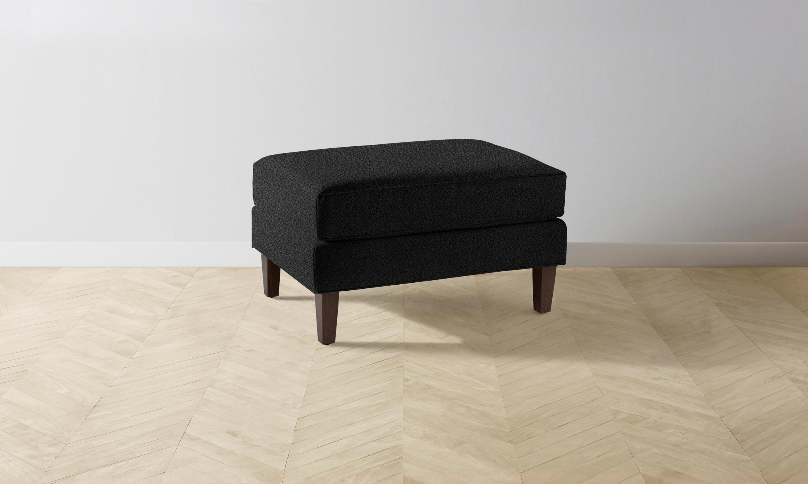 The Crosby Ottoman - Italian Bouclé Storm Fabric Upholstered Footstool | Modern Living Room Accent Piece for Cozy Home Decor | Perfect for Lounging, Reading Nook & Extra Seating