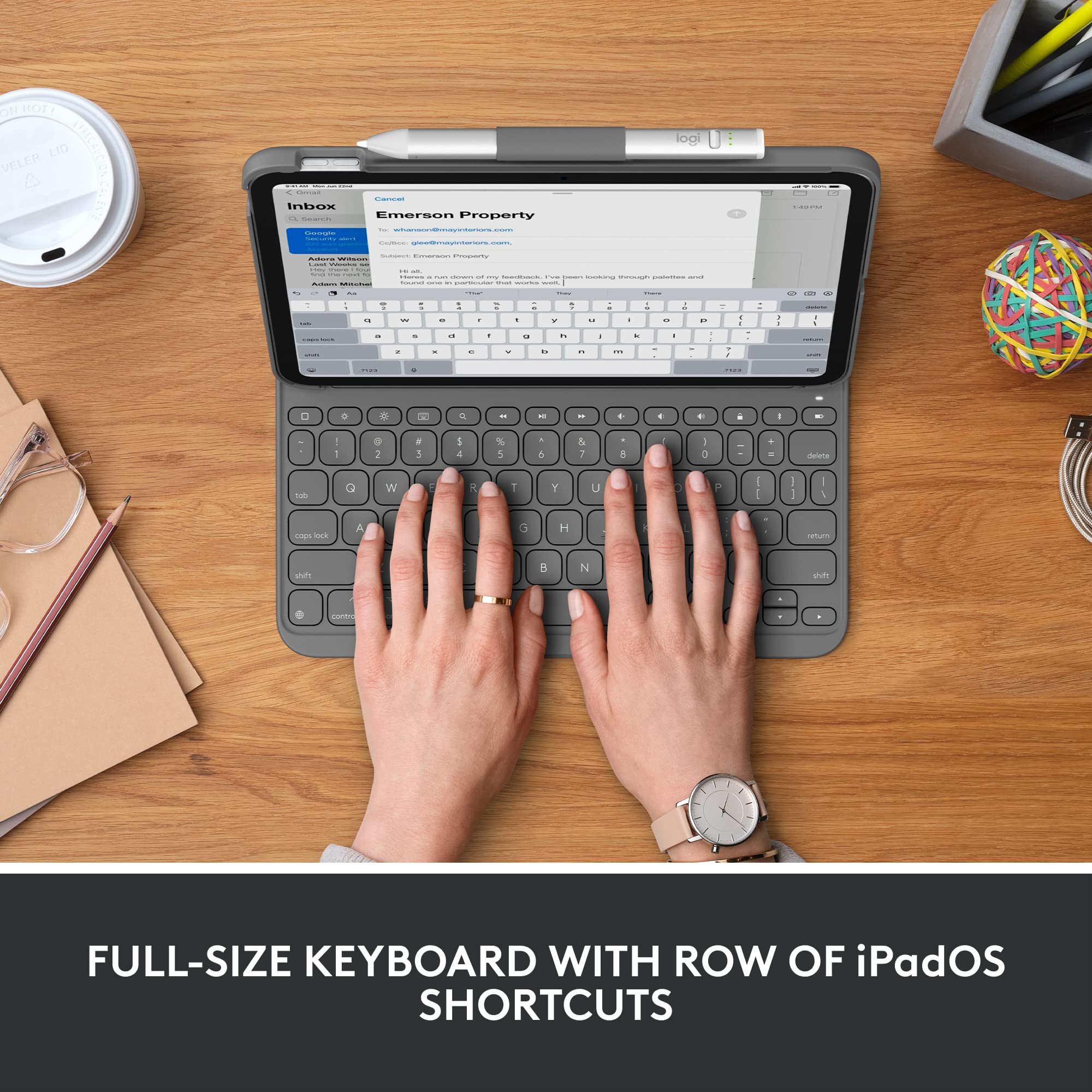 Logitech Slim Folio Bluetooth Keyboard Case for iPad 10th Gen (2022) - Wireless Keyboard Cover with Backlit Keys | Oxford Gray | Perfect for Work, Study & Travel