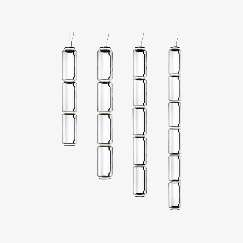 Modern Cylindrical Glass Pendant Light Fixture - Sleek Hanging Chandelier for Kitchen Island, Dining Room & Bedroom Lighting Decor