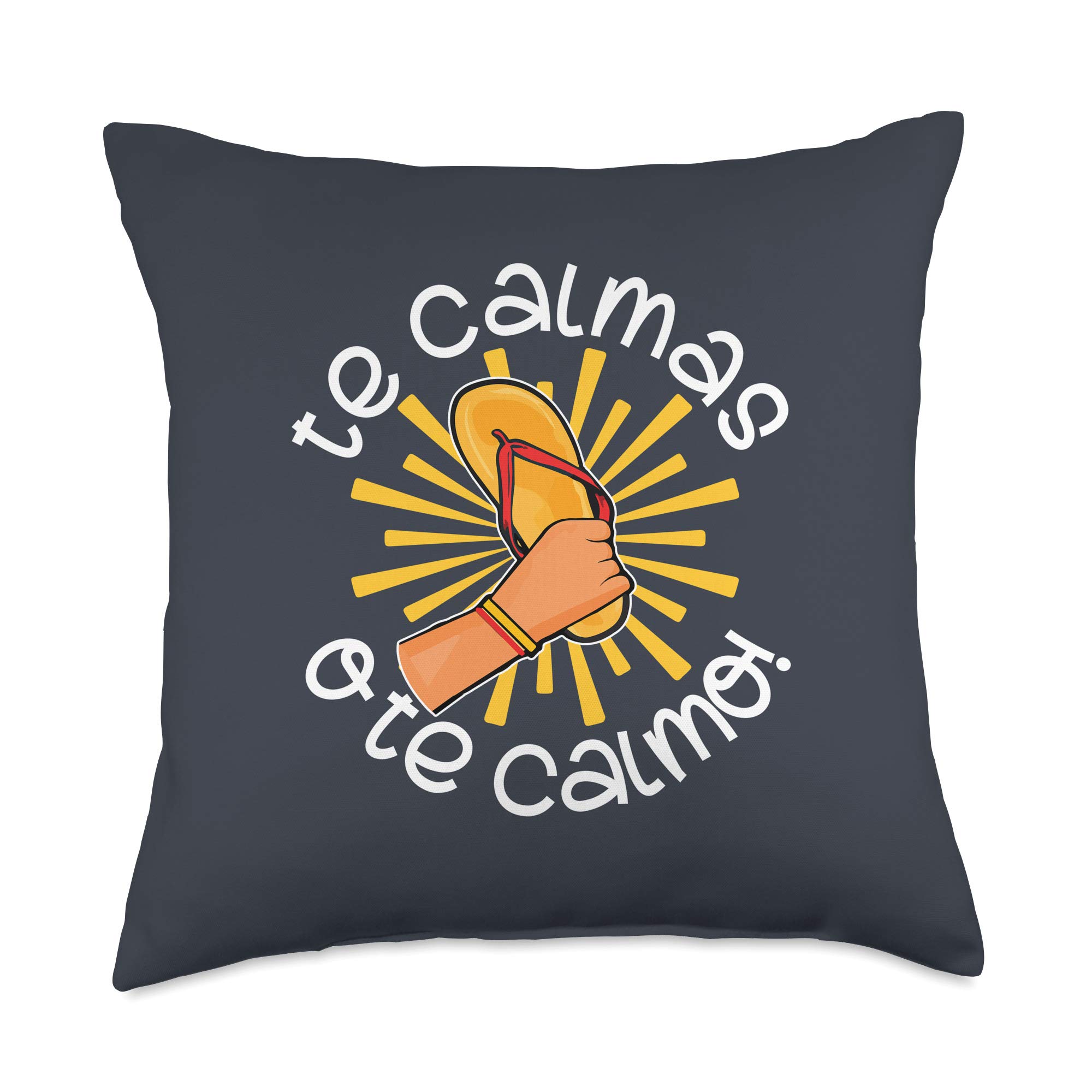 Funny Mexican Latin Spanish Mom Throw Pillow - 'Te Calmas O Te Calmo' Humorous Design, 18x18 Inches, Multicolor - Perfect for Home Decor, Sofa, Bed & Gifts