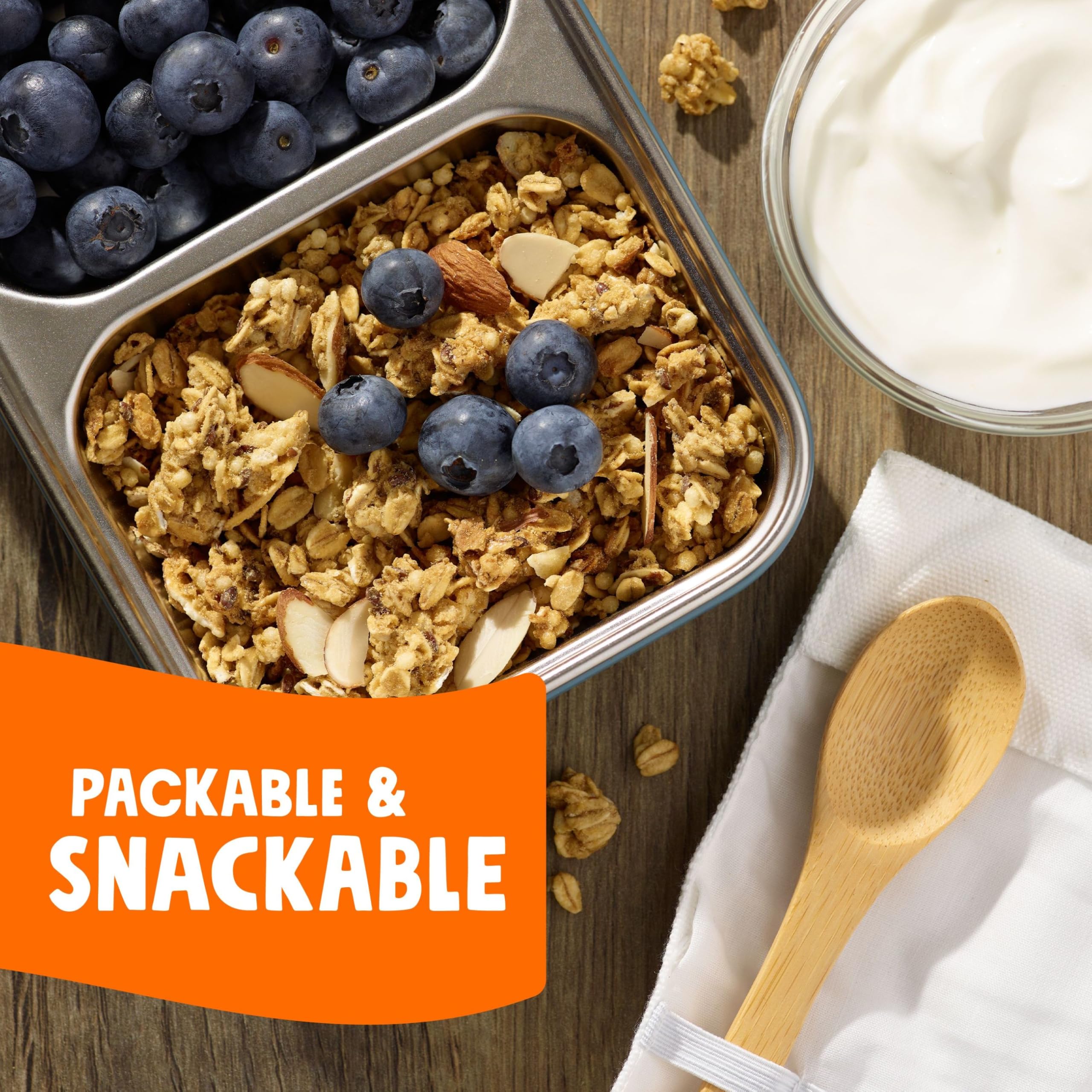 Bear Naked Granola Cereal - Whole Grain Granola with Vanilla Almond Crisp (6 Bags) | Healthy Breakfast Snacks & On-The-Go Energy Boost for Workouts, Hiking & Office Snacking