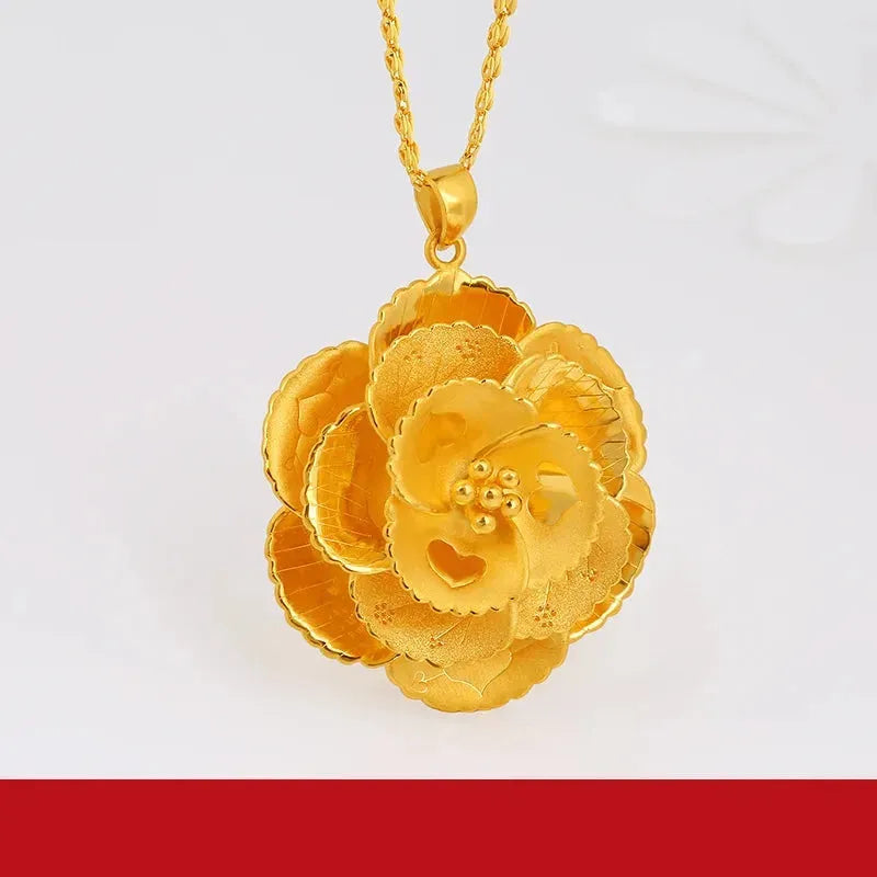 24K Pure Gold Pendant Necklace - Real 999 Solid Gold Charm Jewelry for Women - Elegant & Trendy Classic Party Gift - Perfect for Anniversary, Birthday & Special Occasions