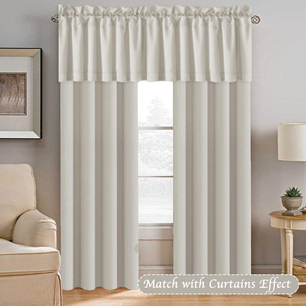 H.VERSAILTEX Ivory Window Valances - 2 Pack Rod Pocket Curtain Panels 52