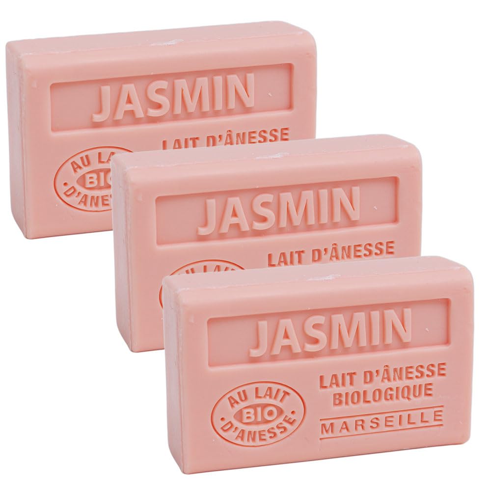 **Provence Marseille Soap Bar - Organic Donkey Milk & Jasmine Fragrance - 3-Pack (60g Each) - Natural Moisturizing for Sensitive Skin - Perfect for Gifts, Spa Days & Eco-Friendly Bathing**