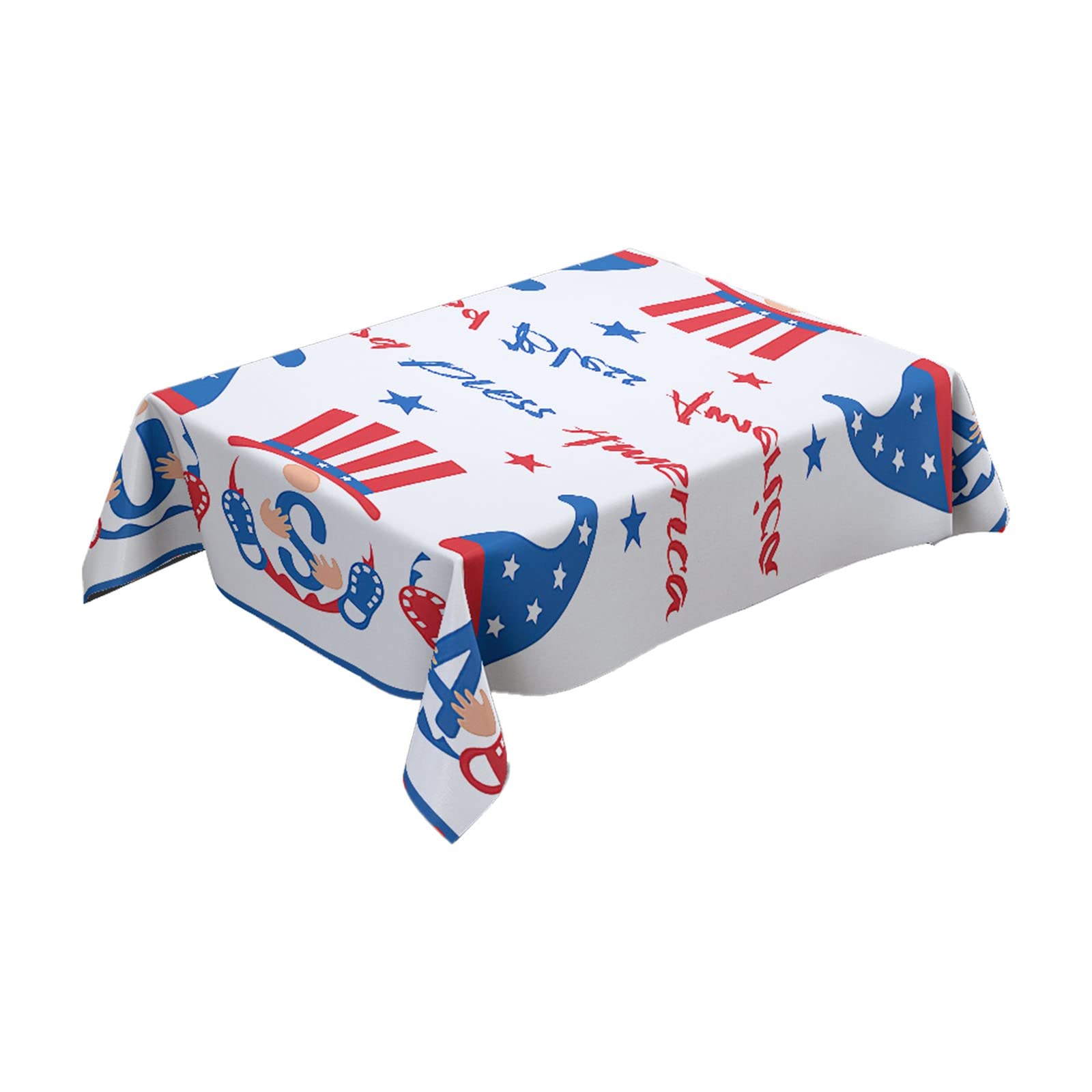 4th of July Patriotic Tablecloth - 70x70cm & 90x156cm Rectangular Cotton Linen Table Cover for Coffee Table - Independence Day Holiday Decorations - Perfect for BBQ Parties, Picnics & Home Celebrations