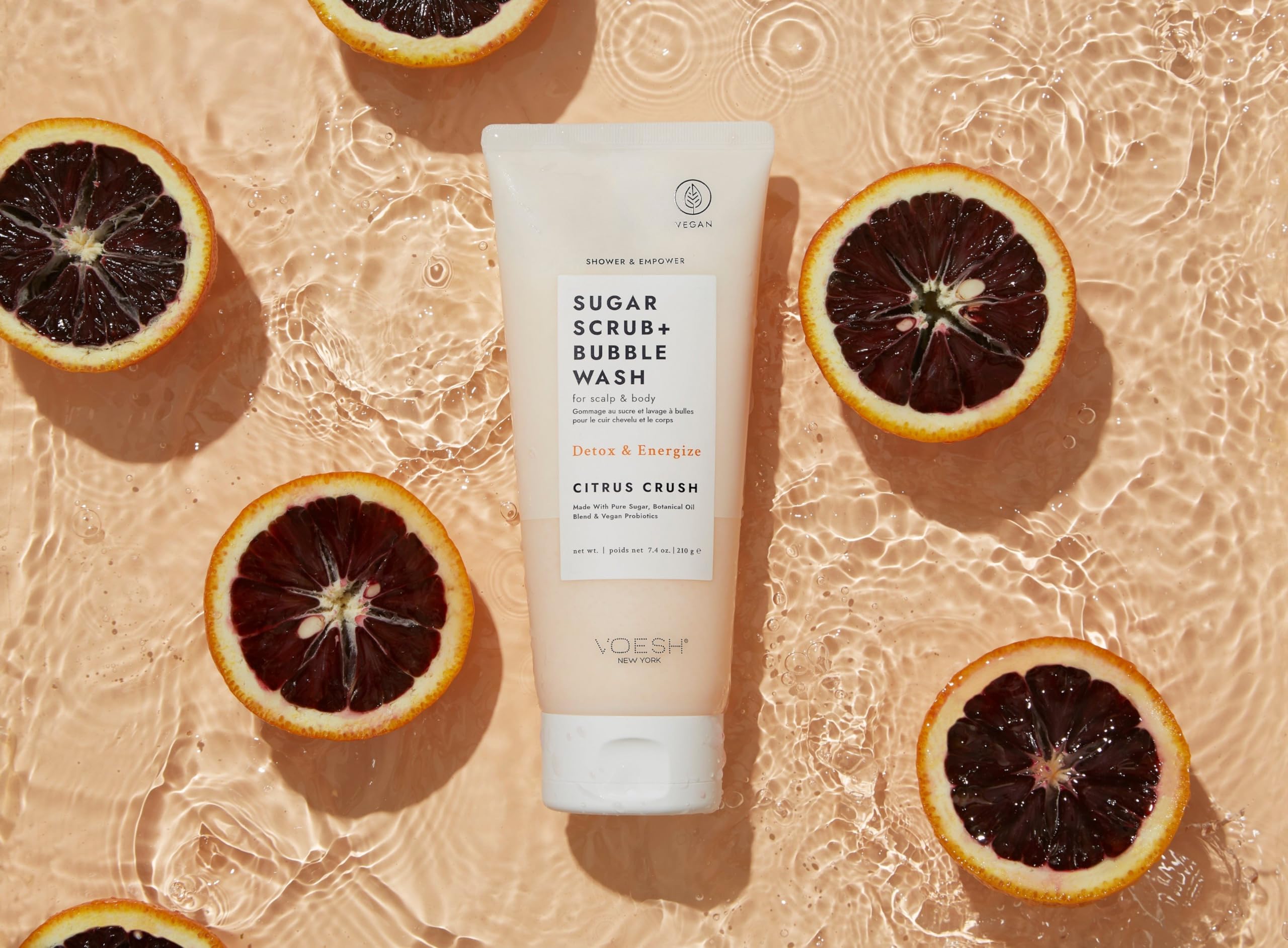 VOESH Sugar Scrub & Bubble Wash - Exfoliating Body Scrub with Citrus Crush for Smooth Skin | Vegan Scalp Scrub & Body Wash for Scalp Care | Perfect for Shower & Spa Day Self-Care Routine