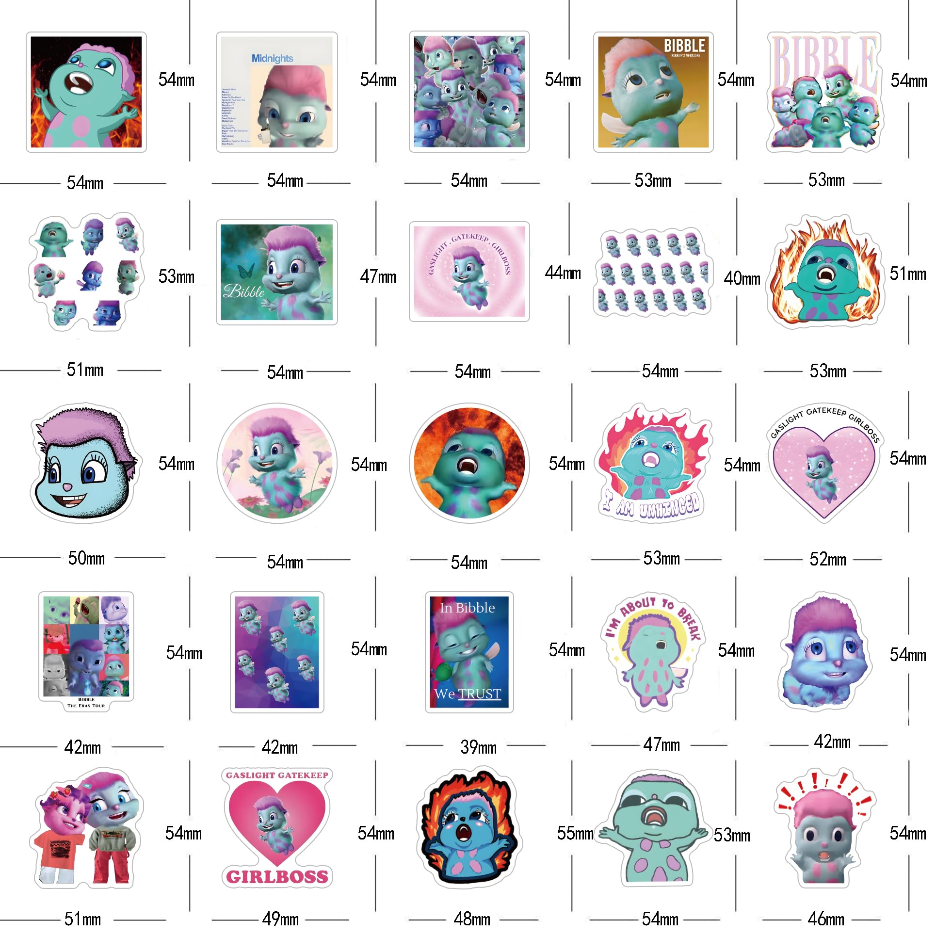 61Pcs Aesthetic Cartoon Stickers Pack - Waterproof Vinyl Decals for Water Bottles, Laptops, Phones, Skateboards | Halloween Decorations, Journaling Supplies, Cute Gifts for Kids, Teens & Adults - Perfect for DIY Crafts, School Projects & Party Favors