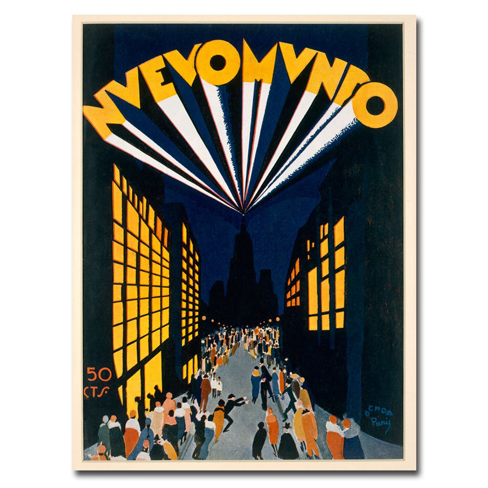 Trademark Art Ochoa Nuovo Mondo Radio City 1928 Canvas Wall Art Print - 35x47 Inches - Vintage New York City Skyline Painting for Living Room, Office & Home Decor