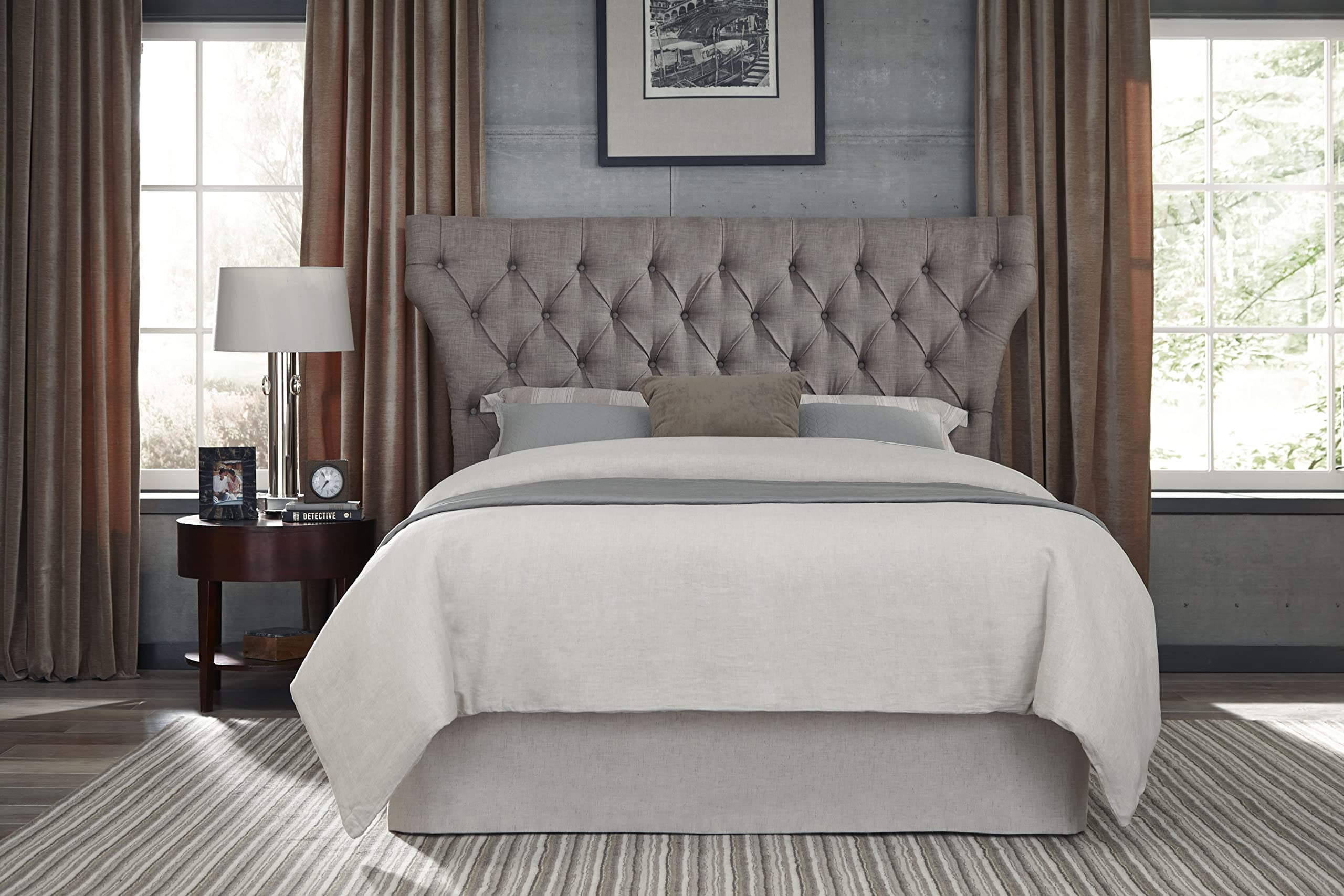 Modus Furniture Geneva Upholstered Headboard - Full Size, Dolphin Linen Fabric - Perfect for Bedroom Decor & Guest Room Upgrade
