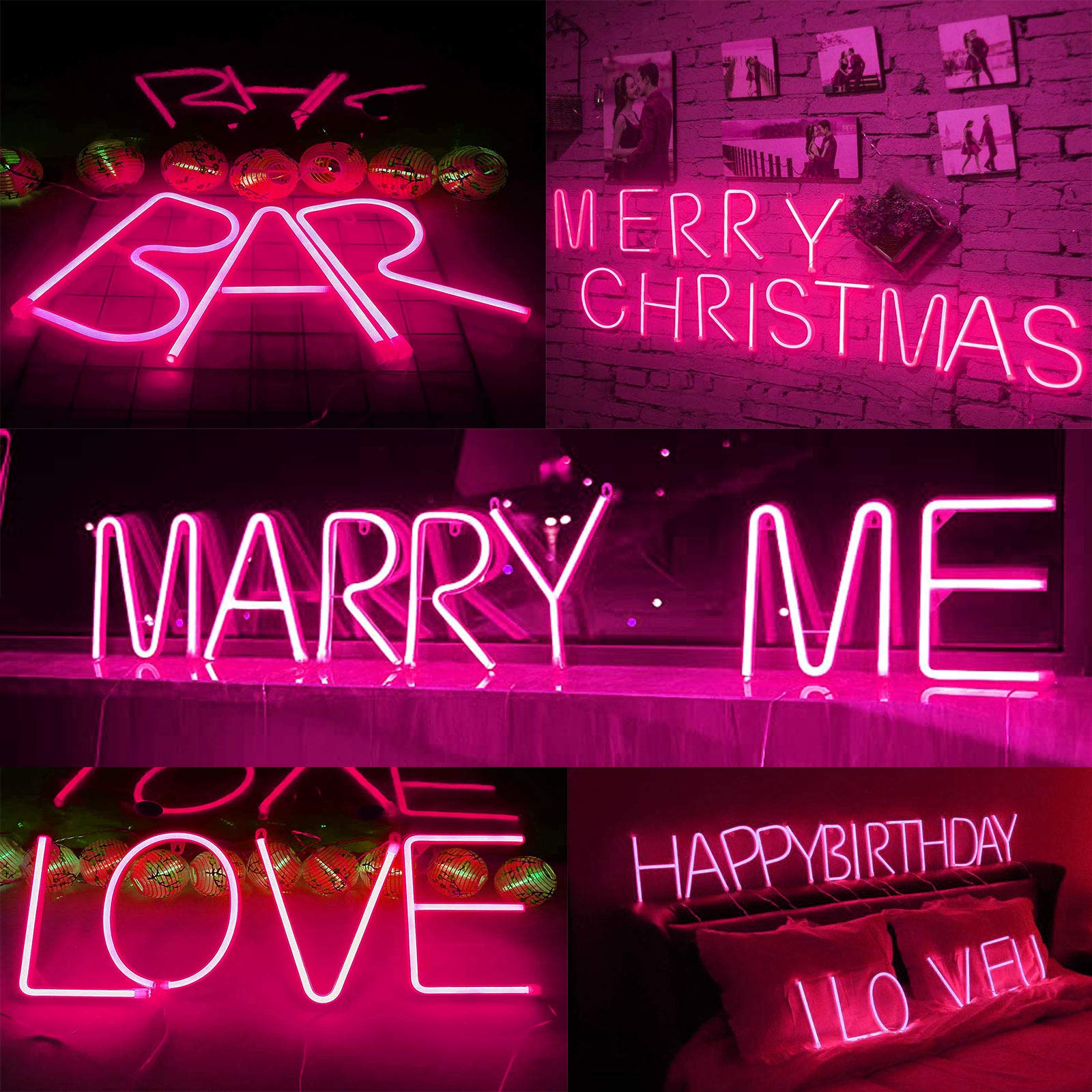ENUOLI Pink LED Neon Letter A Sign - Battery/USB Powered Alphabet Wall Light for Girls' Room, Wedding & Birthday Party Decor - Custom Neon Word Night Light for Home, Bar, Cafe & Bedroom
