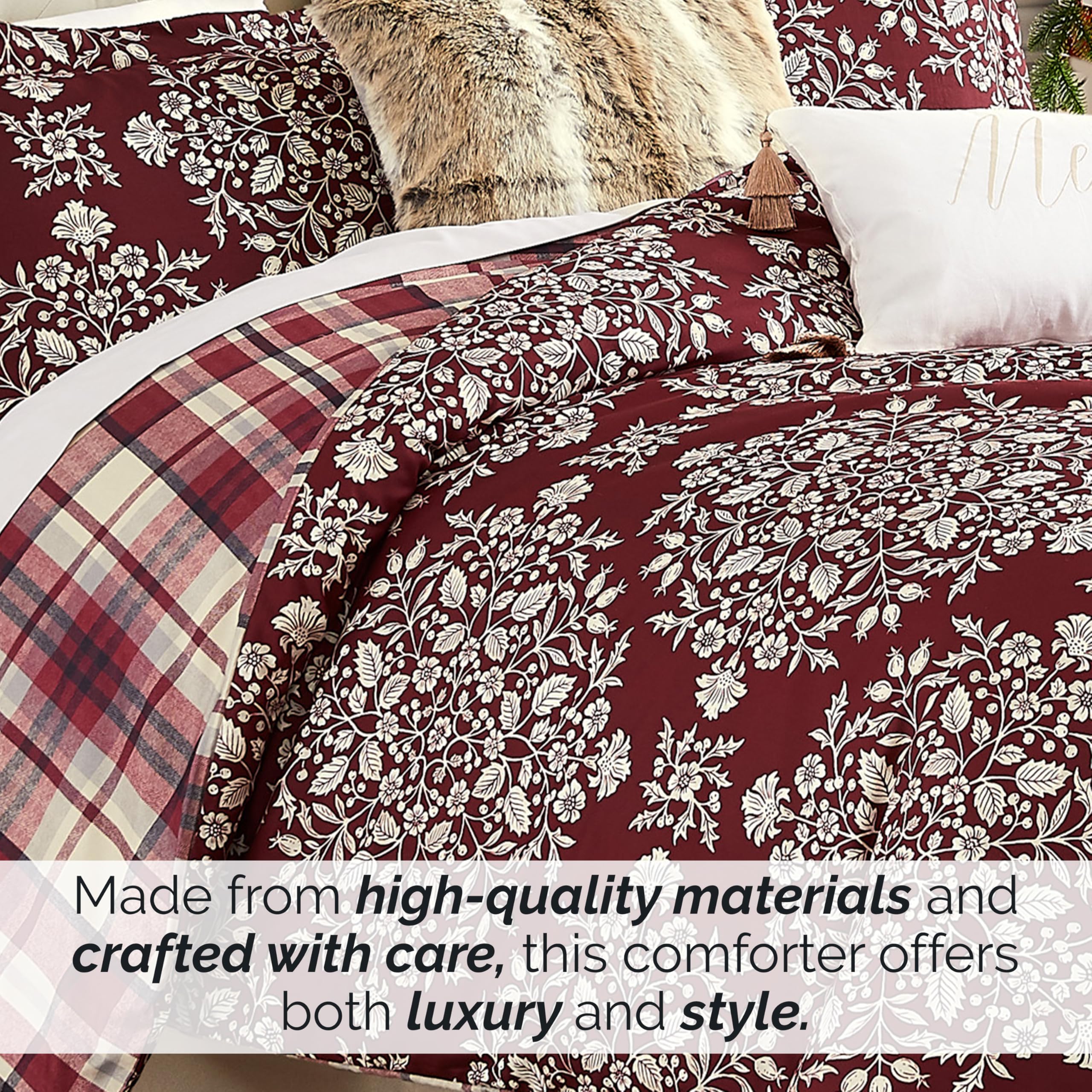 Reversible Christmas Comforter Set - Queen/Full Holiday Bedding for Festive Decor