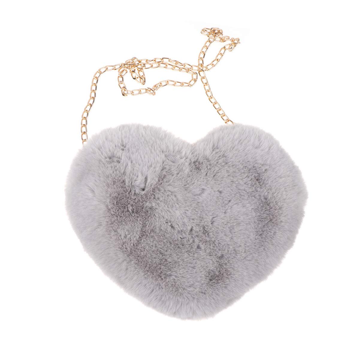 PRETYZOOM Fluffy Heart-Shaped Crossbody Phone Purse for Women - Soft Plush Shoulder Bag with Chain, Cute Ladies Messenger Bag for Cellphone, Wallet & Essentials | Perfect for Dating, Shopping & Travel