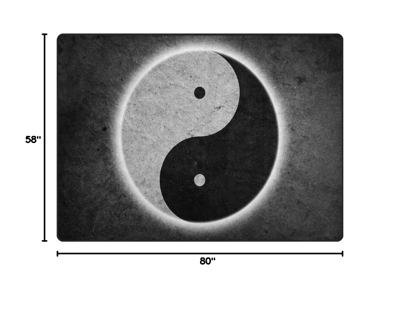 ALAZA Vintage Chinese Yin Yang Area Rug - 7' x 5' Handmade Boho Rug for Living Room, Bedroom, Yoga Studio & Meditation Space - Non-Slip Oriental Design Floor Mat