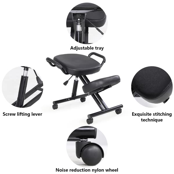 Ergonomic Kneeling Chair - Adjustable Posture Corrective Office Stool with Thick Comfort Cushion for Home & Work - Perfect for Meditation, Yoga, and Long Sitting Sessions at Desk or Computer