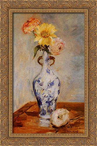Berthe Morisot Blue Vase 16x24 Inch Gold Ornate Wood Framed Canvas Wall Art - Perfect for Living Room, Bedroom & Office Decor