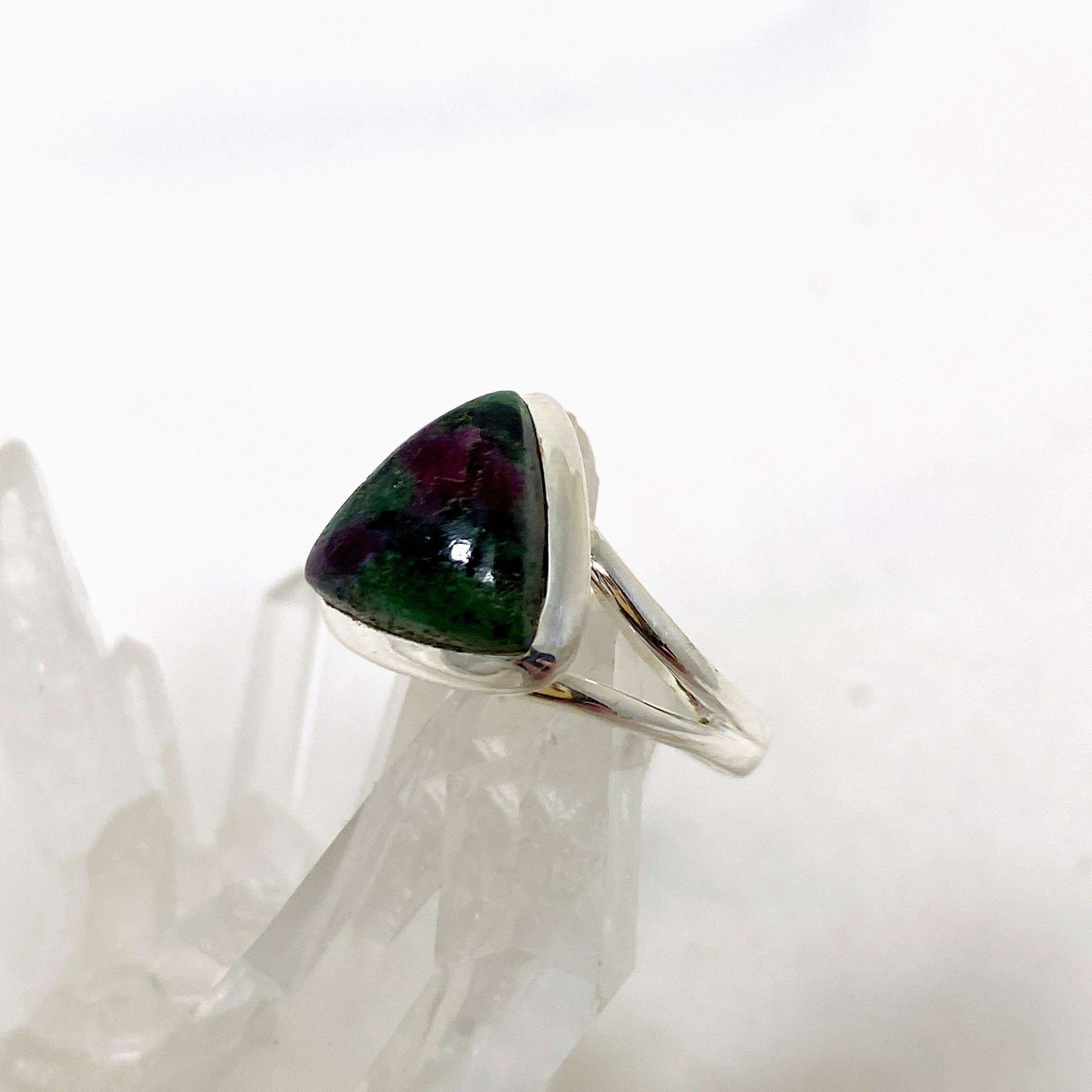 Natural Ruby in Zoisite Triangle Split Band Ring - Size 6 KRGJ3254 | Elegant Jewelry for Women, Perfect for Weddings, Parties & Special Occasions