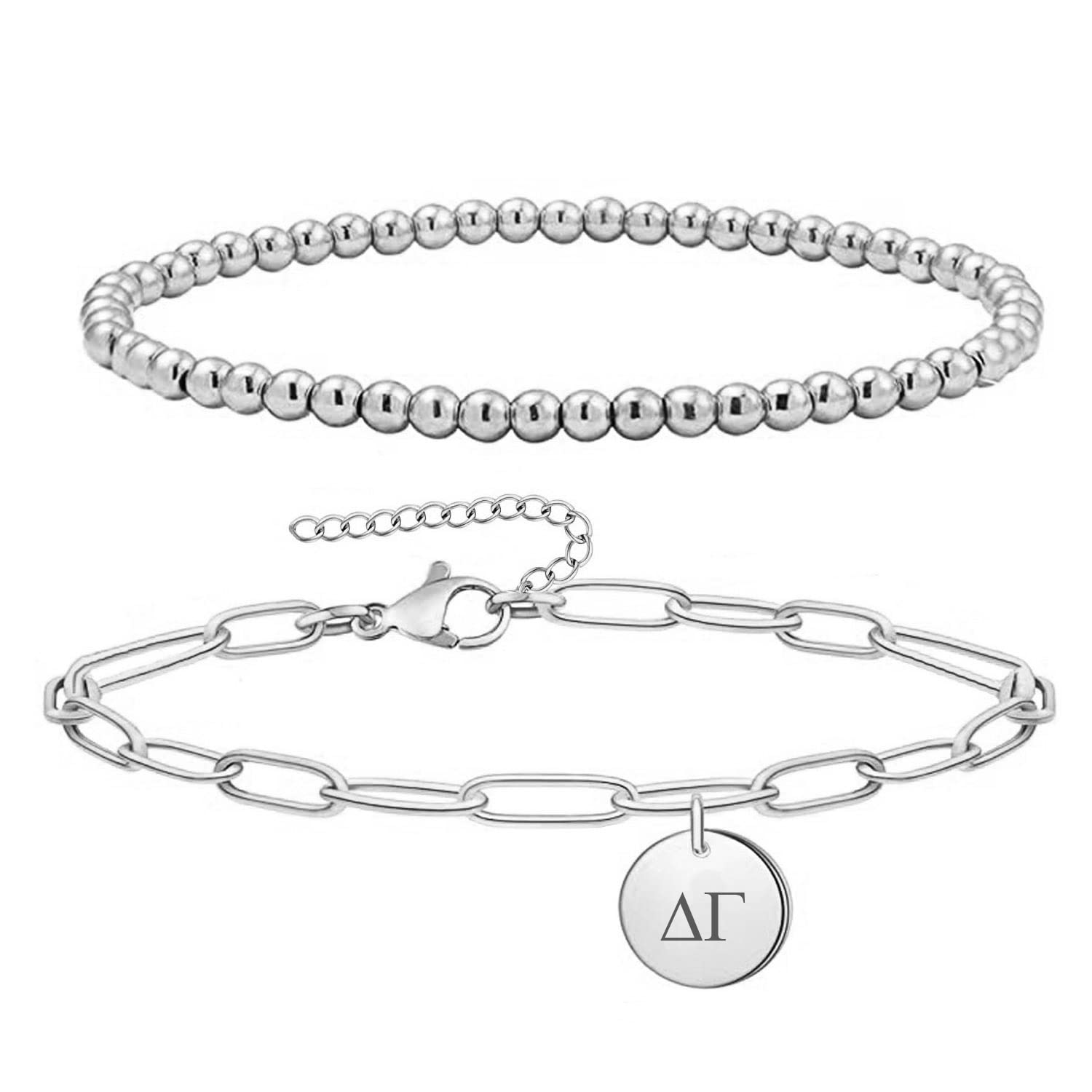 Delta Gamma Sorority Bracelet - Beaded & Paper Clip Style Greek Letter Jewelry for Sisterhood, College Events, and Gifts