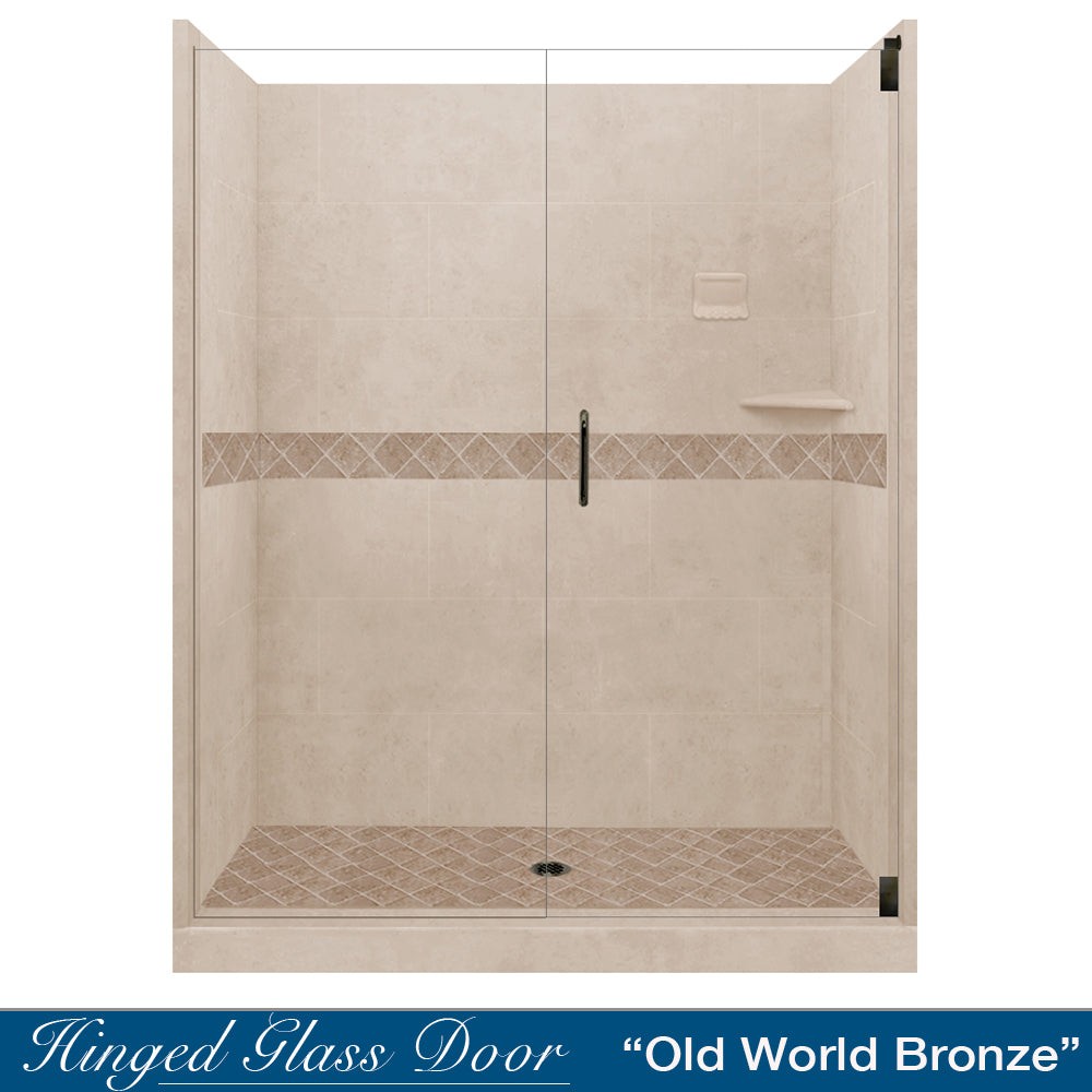 60 Alcove Brown Sugar Sistine Stone & Diamond Stone Accent DIY Shower Remodel Kit - Easy Bathroom Upgrade for Modern Home Renovation