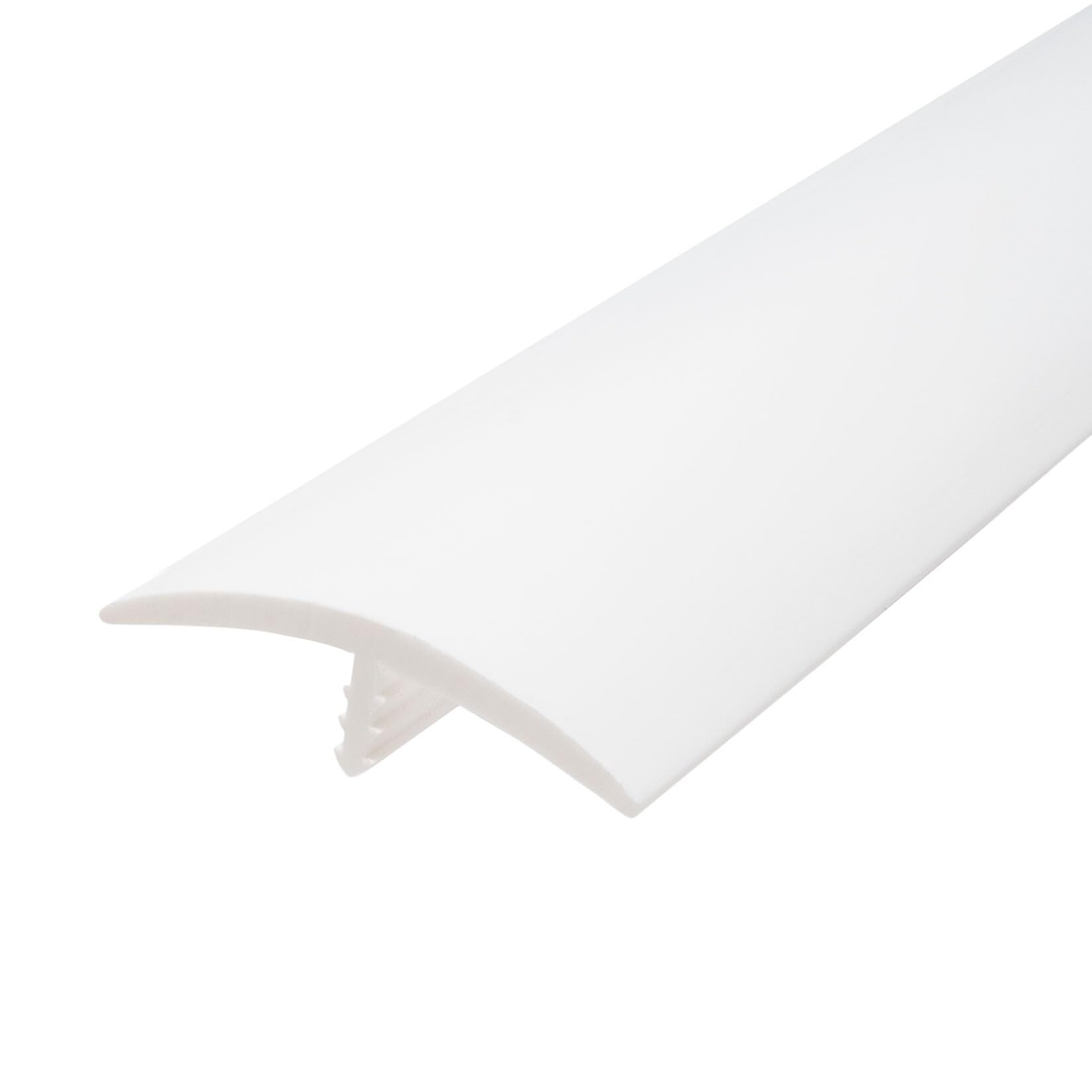 Outwater 1-9/16 Inch White Flexible Polyethylene T-Molding - Center Barb Tee Moulding for Flooring Transitions (250 Foot Coil) - Perfect for DIY Home Improvement, Laminate & Hardwood Floor Installation