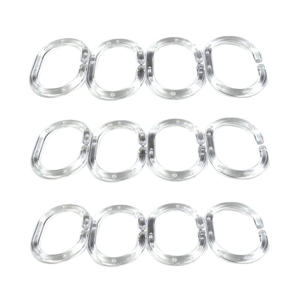 12-Pack Clear Silicone Shower Curtain Rings - Durable Rubber Hooks for Bathroom Organization & Pegboard Hanging (Perfect for Showers, Closets, and Home Storage)
