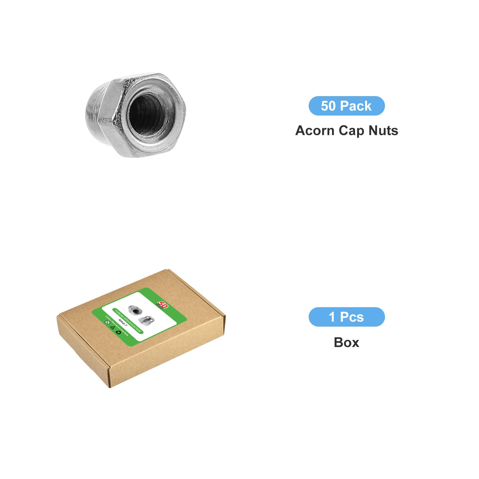 50Pcs 304 Stainless Steel M4x0.7 Acorn Cap Nuts - Dome Head Hex Nut for Bolt Cover, Rustproof Hardware Fasteners - Perfect for Furniture Assembly, Automotive Repair & DIY Projects