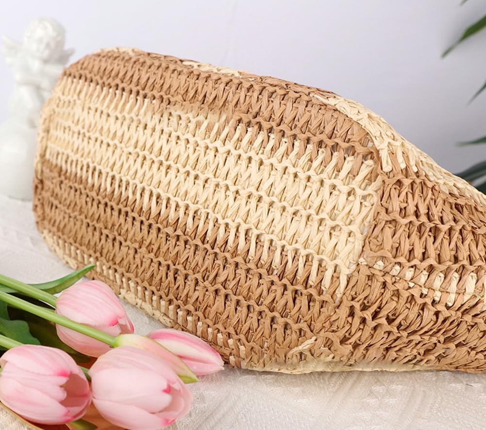 Stylish Women's Tassel Straw Beach Tote Bag - Large Woven Summer Handbag with Zipper & Pom Poms | Perfect for Beach Vacations, Pool Parties, and Summer Outings