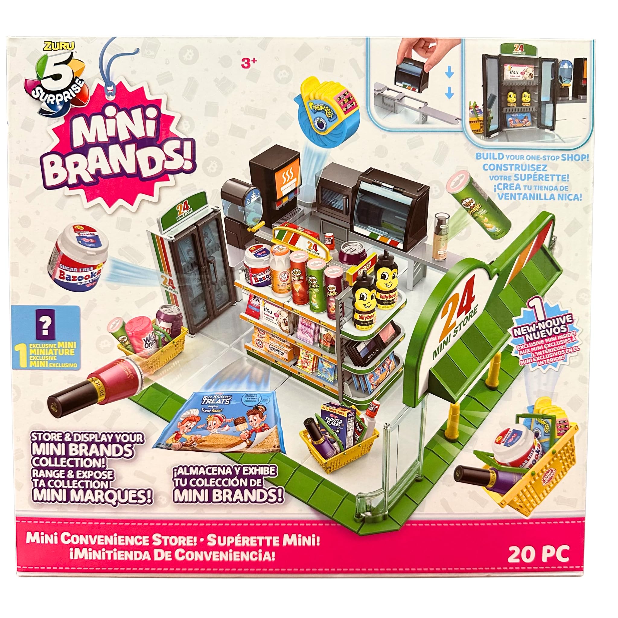 Zuru Mini Brands Mini Convenience Store Series 1 Playset with 1 Exclusive Mini Toy - Collectible Miniature Food & Grocery Playset for Kids - Perfect for Pretend Play, Role Playing Games & Display Collection