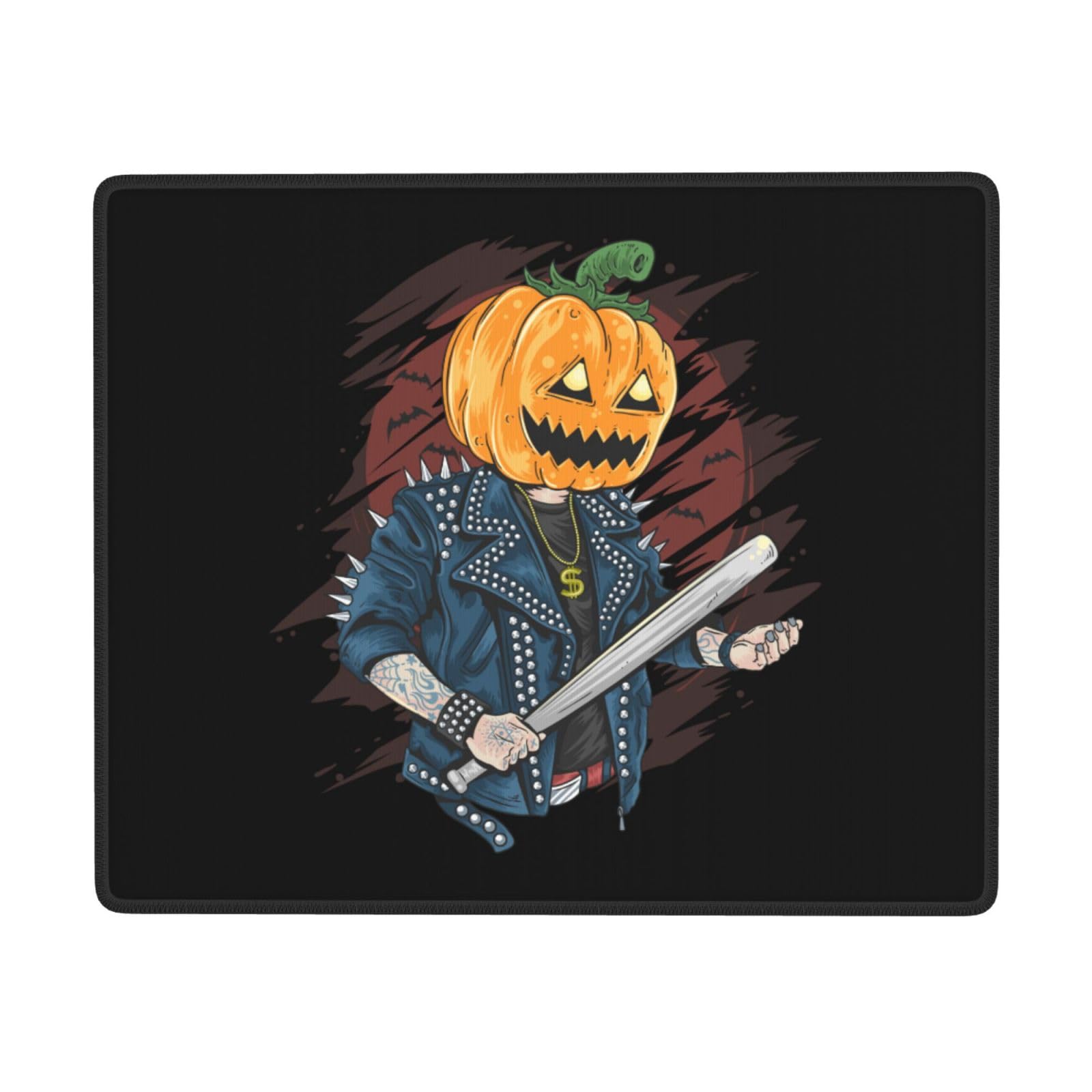 SIYTUAU Pumpkin Head Baseball Bat Mouse Pad - Waterproof, Non-Slip Rubber Gaming Mouse Pad (7x9 inches) for Laptop & Office Use - Perfect for Halloween Decor, Gamer Gifts & Workstation Setup