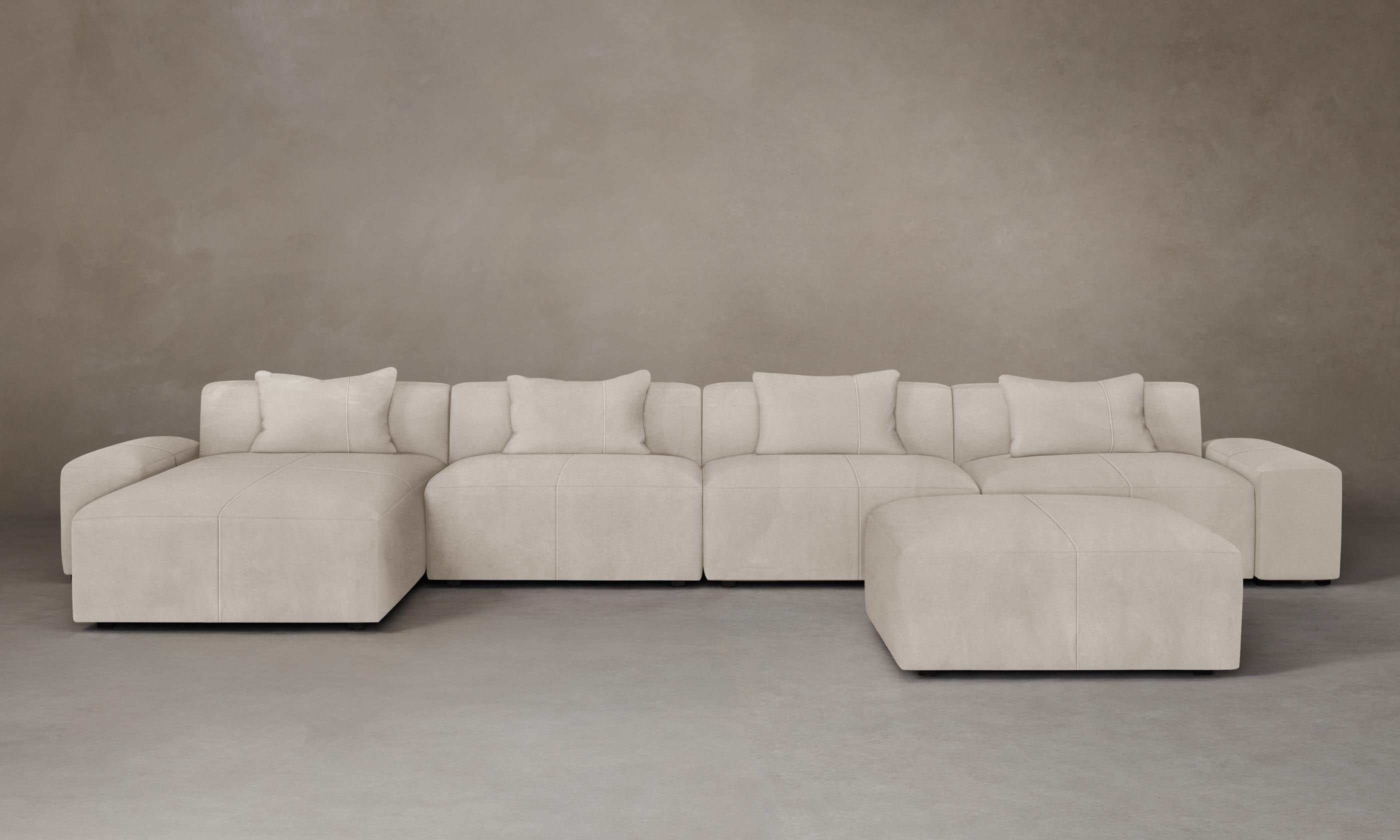 Breuer Modular Sectional Sofa - Premium Nubuck Leather in Sail Color - Perfect for Living Room, Lounge & Home Theater Seating
