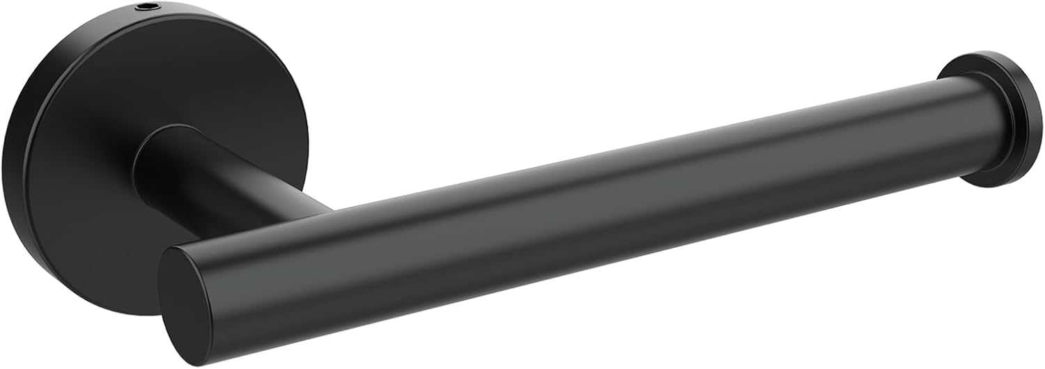 SetSail Matte Black 304 Stainless Steel Wall Mount Toilet Paper Holder - Bathroom Tissue Roll Holder with Drill Hole Installation - Durable Bathroom Hardware Accessory for Home, Office & RV Use