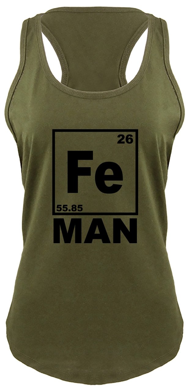Funny Iron Man Chemistry Periodic Table T-Shirt for Women - Comical Science Geek Tee - Perfect for Cosplay, Comic Con & Marvel Fans