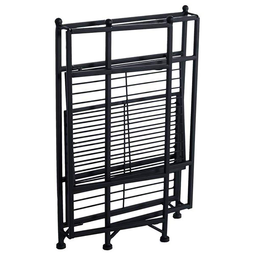 Ruby Lil 2-Tier Folding Metal Shelf - Space Saving Storage Organizer for Bathroom, Kitchen, Patio & Countertop - Black Metal Shelves for Home Organization | Perfect for Small Spaces & Clutter Control