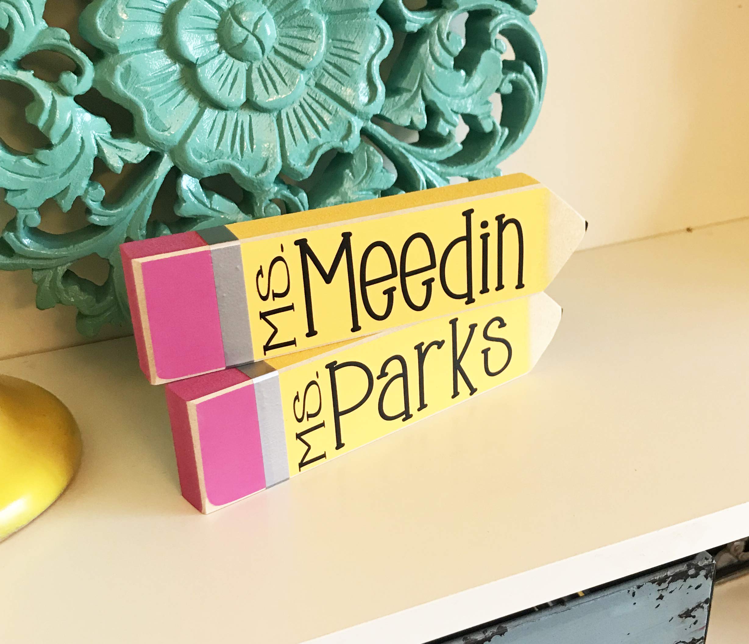 Personalized Teacher Pencil Sign - Custom Desk Name Plate for Educators - Perfect Teacher Appreciation Gift for Classroom, Office & School Events