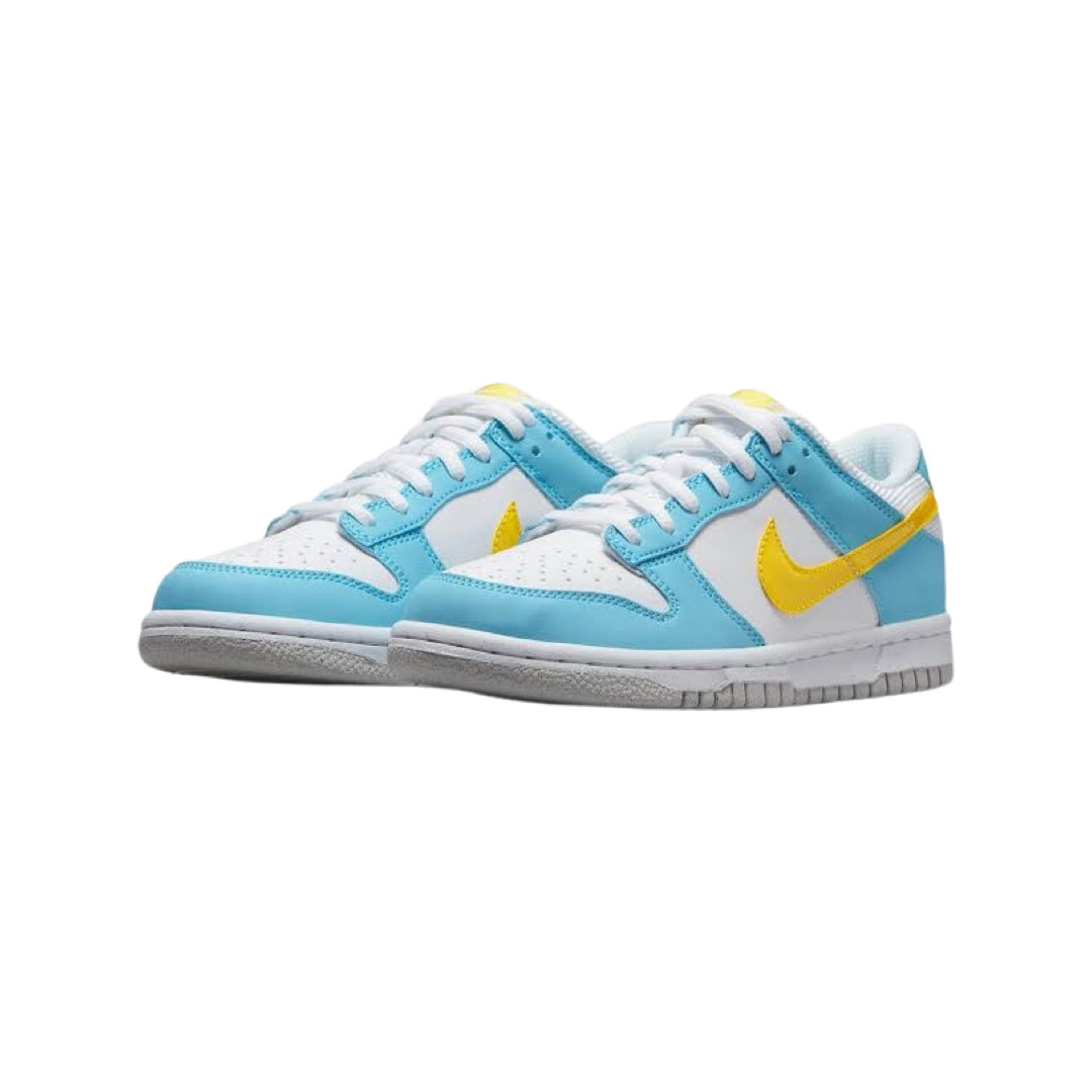 Nike Dunk Low GS Homer Simpson 2022 Sneakers - White, Blue & Yellow Colorway - Perfect for Casual Wear, Street Style & Sneaker Collectors
