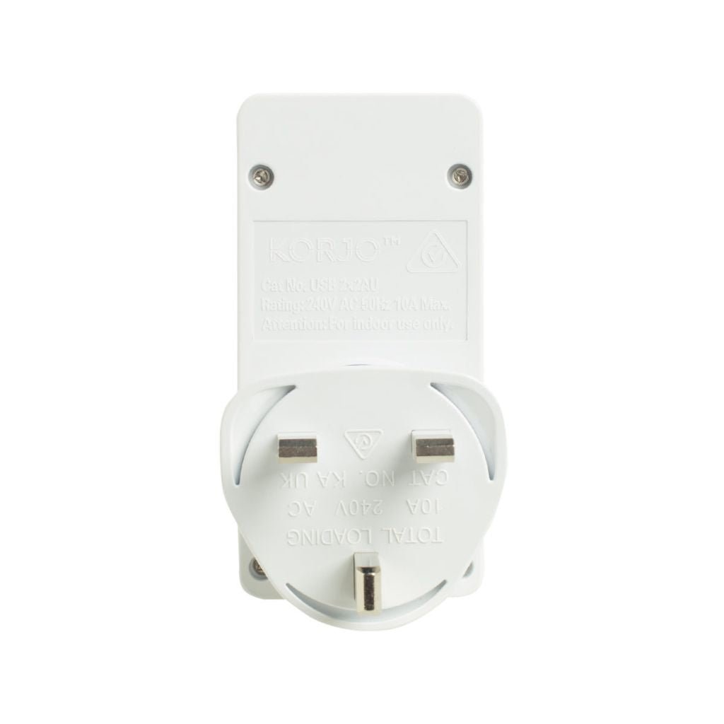 Korjo USB 2-Port UK Travel Adapter - Universal USB Charger for UK, Europe - Perfect for Travel, Business, Hotels & Airports