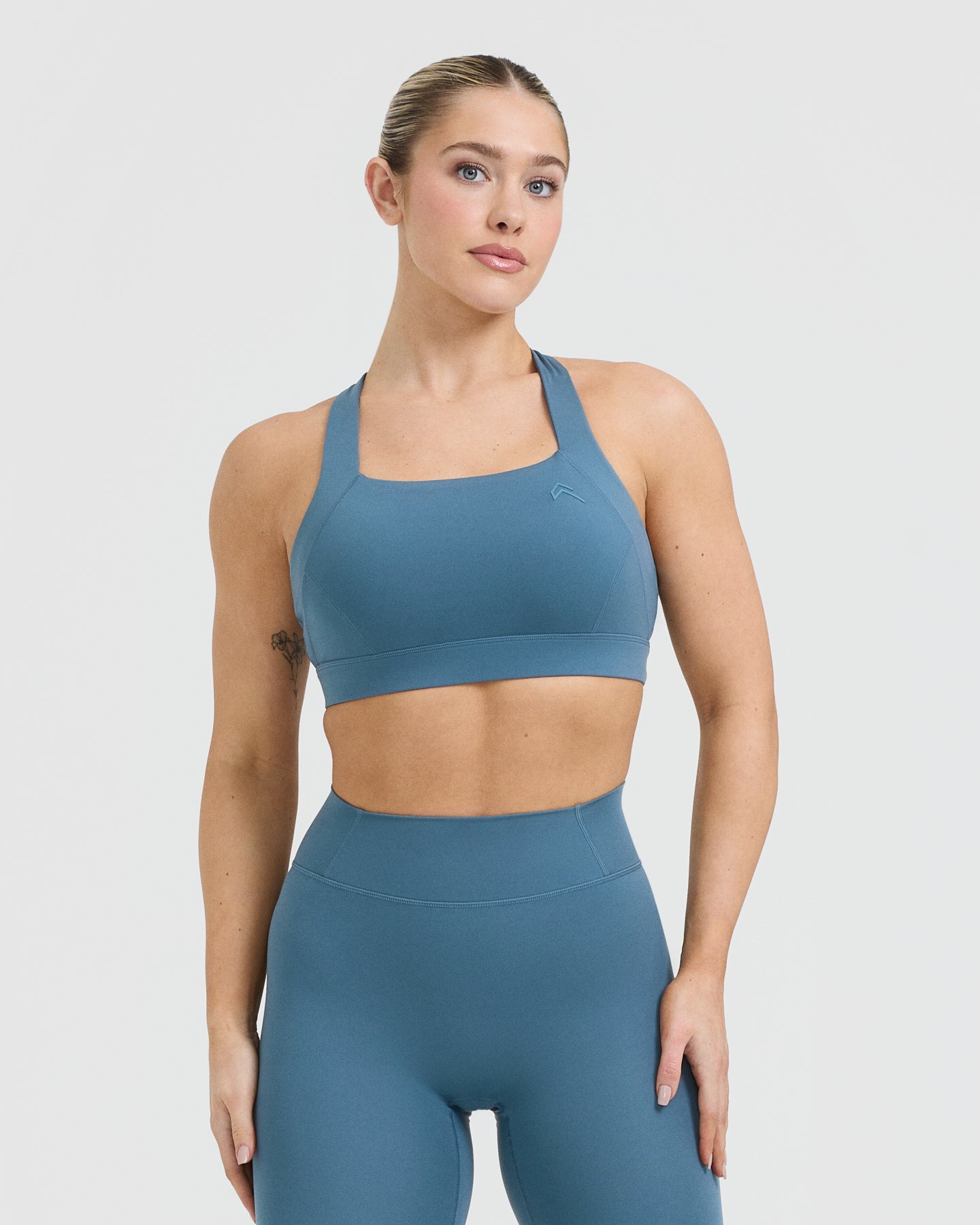 Timeless Wide Strap Sports Bra | Moonstone Blue | High Support Workout Top for Yoga, Running & Gym